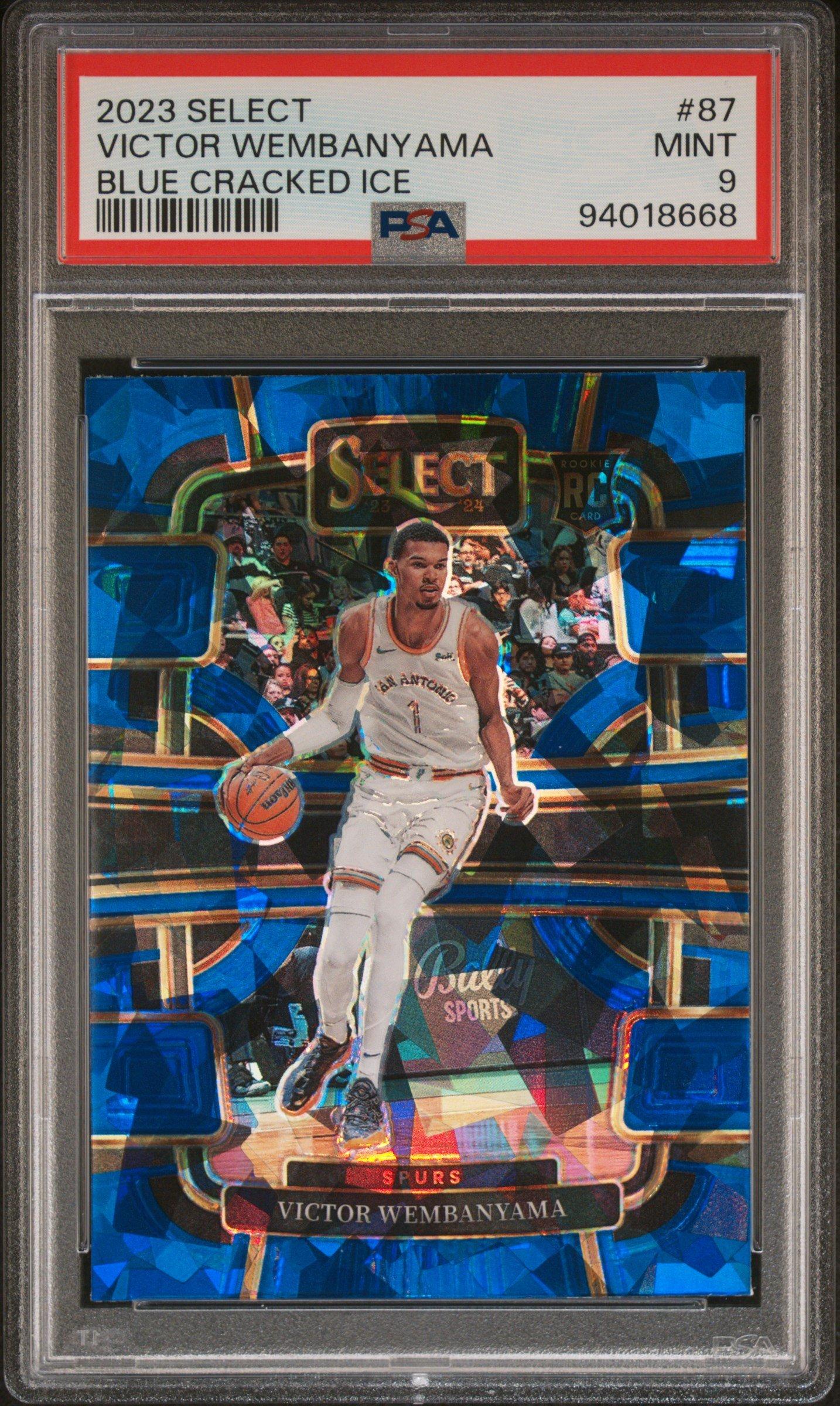 2023 Panini Select 87 Victor Wembanyama Blue Cracked Ice PSA