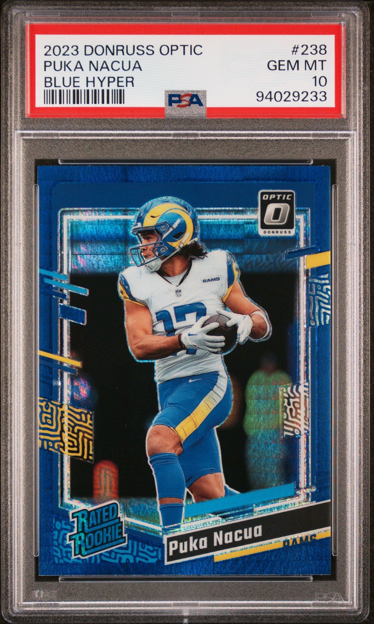 2023 Panini Donruss Optic 238 Puka Nacua Blue Hyper PSA