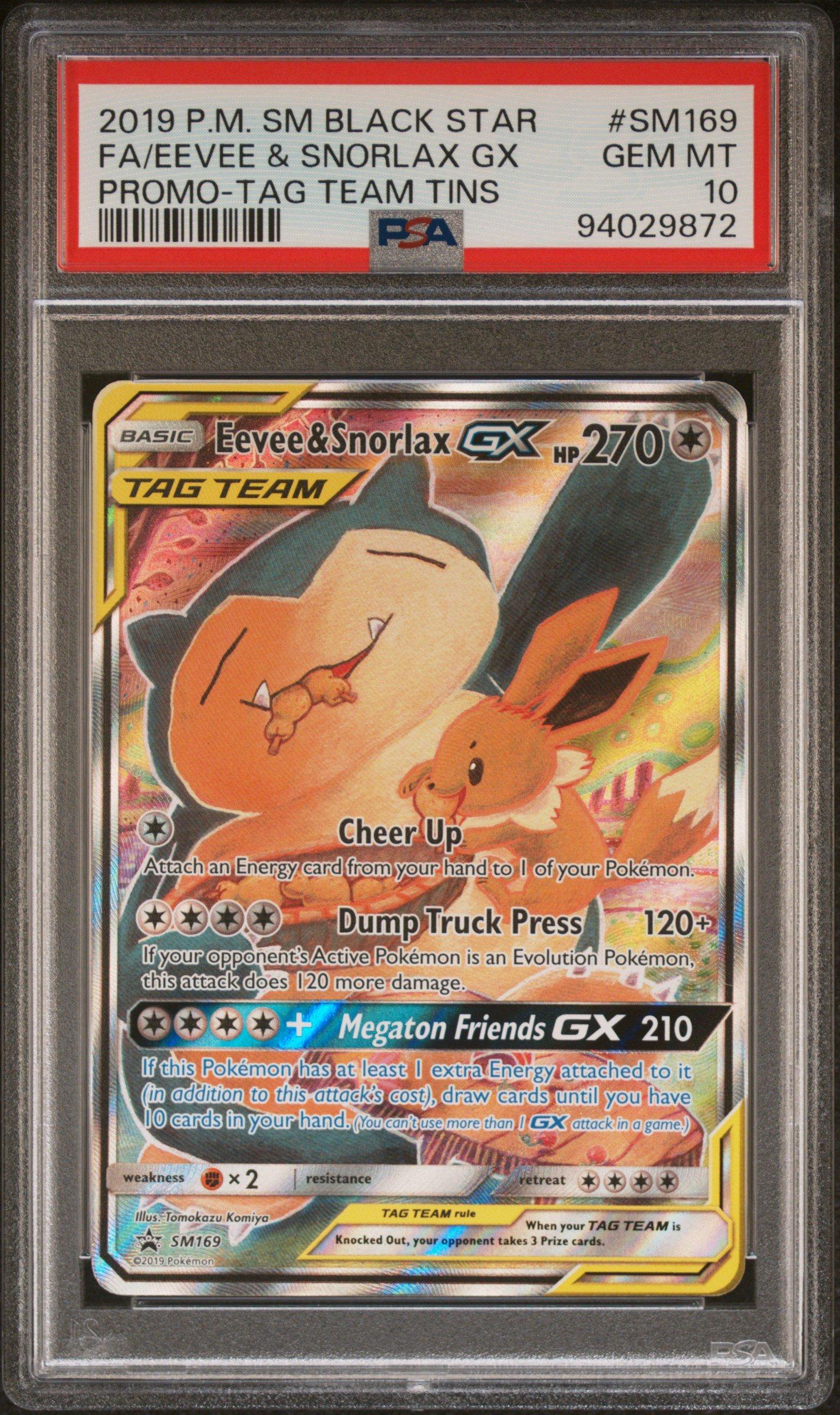 2019 Pokemon Sm Black Star Promo Sm169 Full Art/eevee & Snorlax Gx