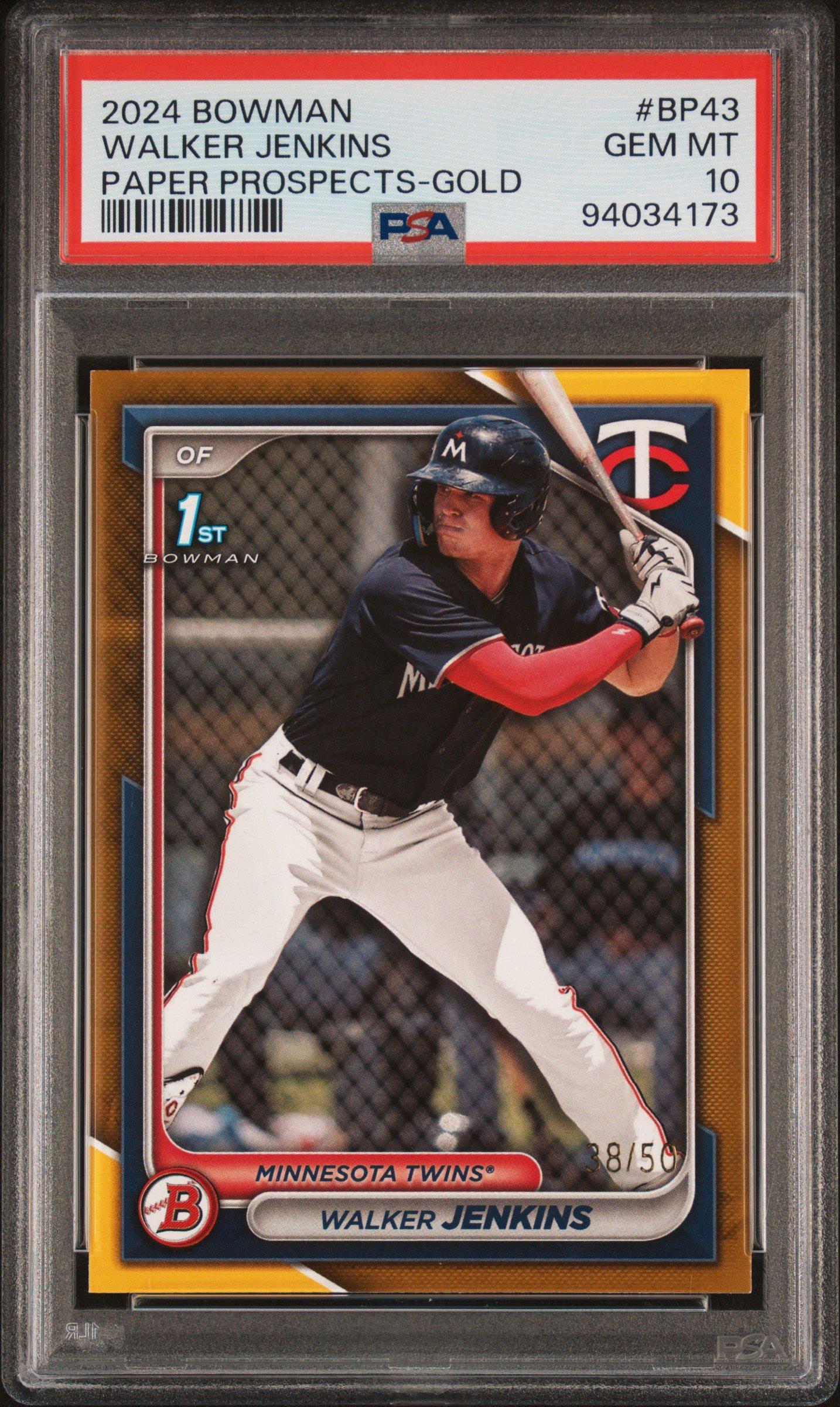 2024 Bowman Paper Prospects Bp43 Walker Jenkins Gold PSA 10