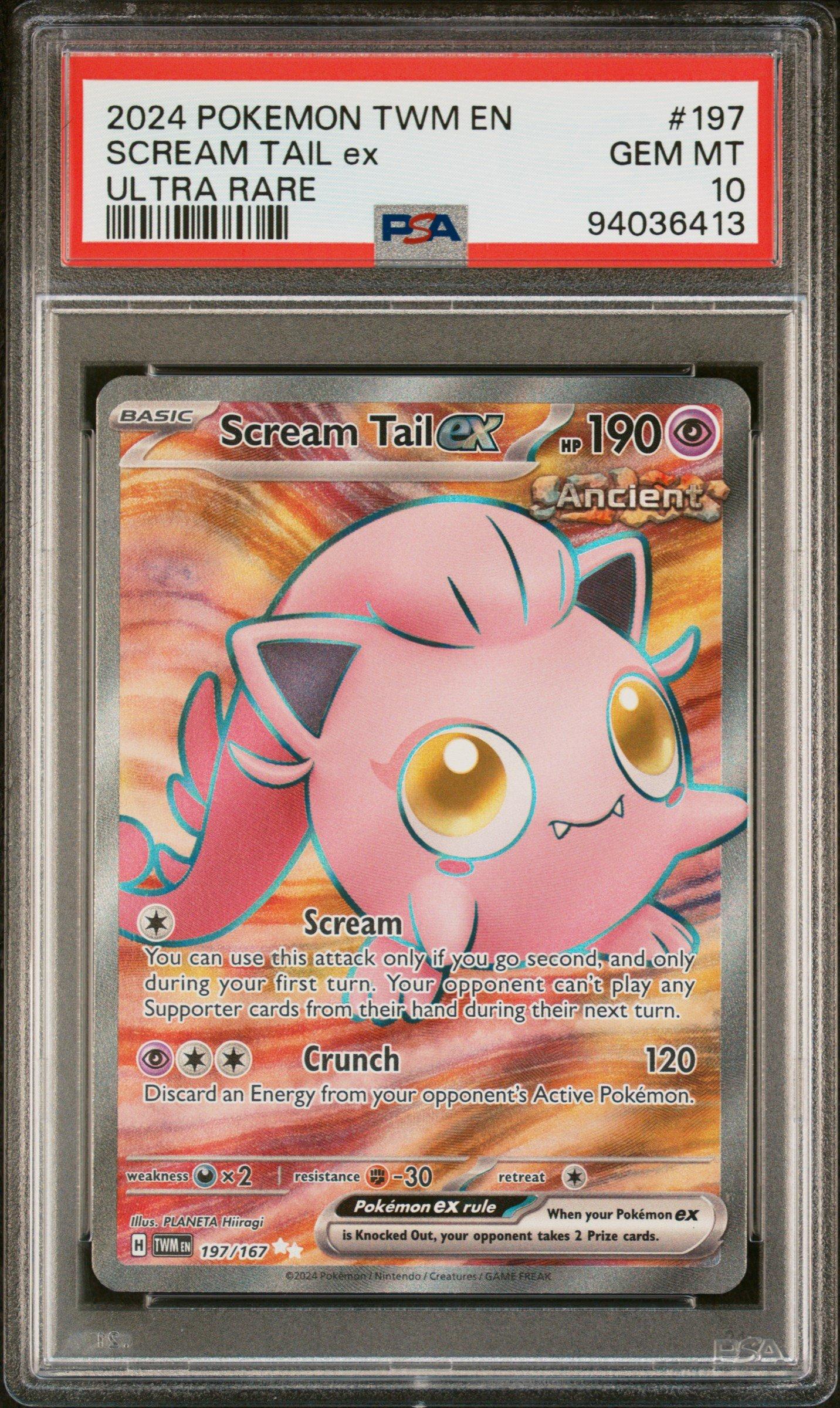 2024 Pokemon Twm En-twilight Masquerade 197 Scream Tail Ex Ultra Rare PSA