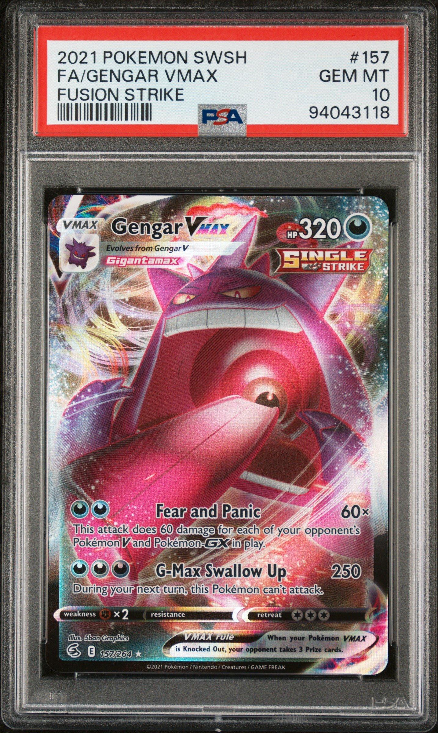 2021 Pokemon Sword & Shield Fusion Strike 157 Full Art/gengar Vmax 