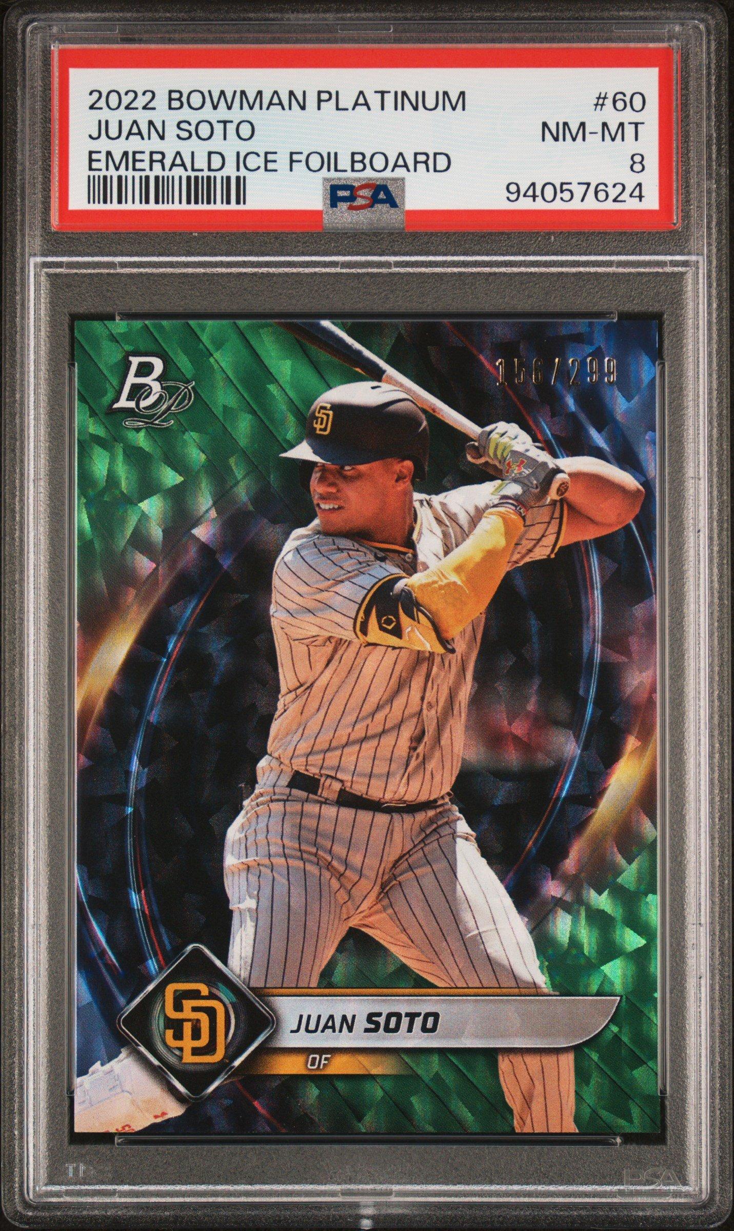 2022 Bowman Platinum 60 Juan Soto Emerald Ice Foilboard PSA 8