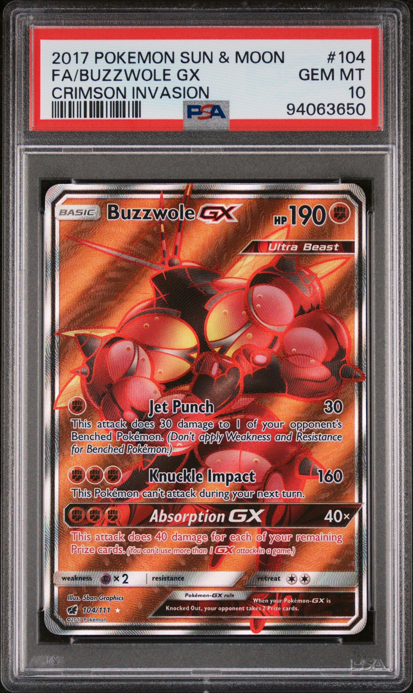 2017 Pokemon Sun & Moon Crimson Invasion 104 Full Art/buzzwole Gx
