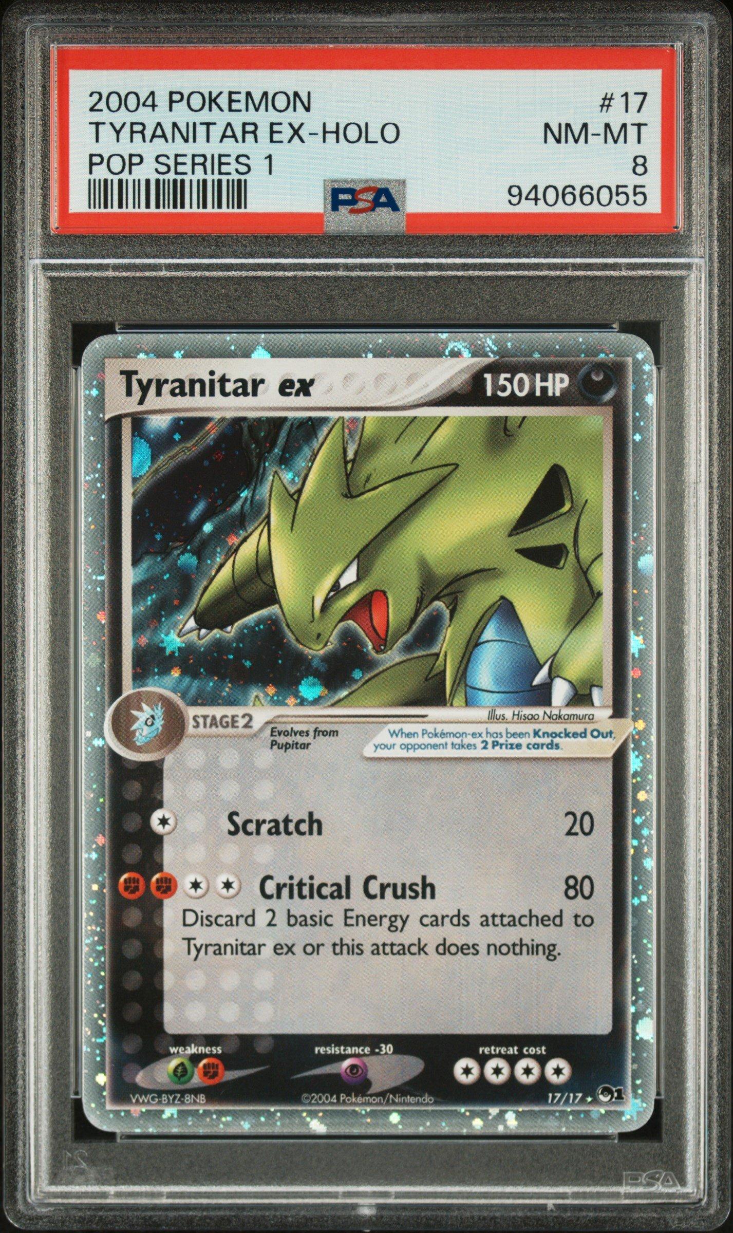 2004 Pokemon Pop Series 1 17 Tyranitar Ex-holo PSA 8 Graded Card