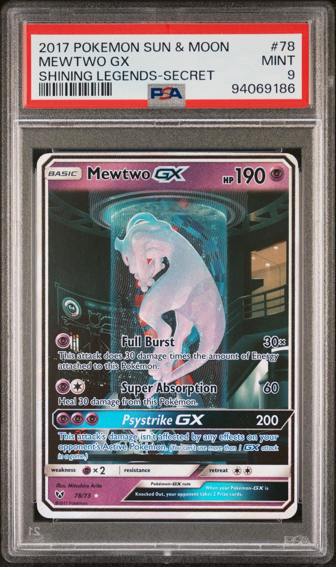 2017 Pokemon Sun & Moon Shining Legends 78 Mewtwo Gx Secret