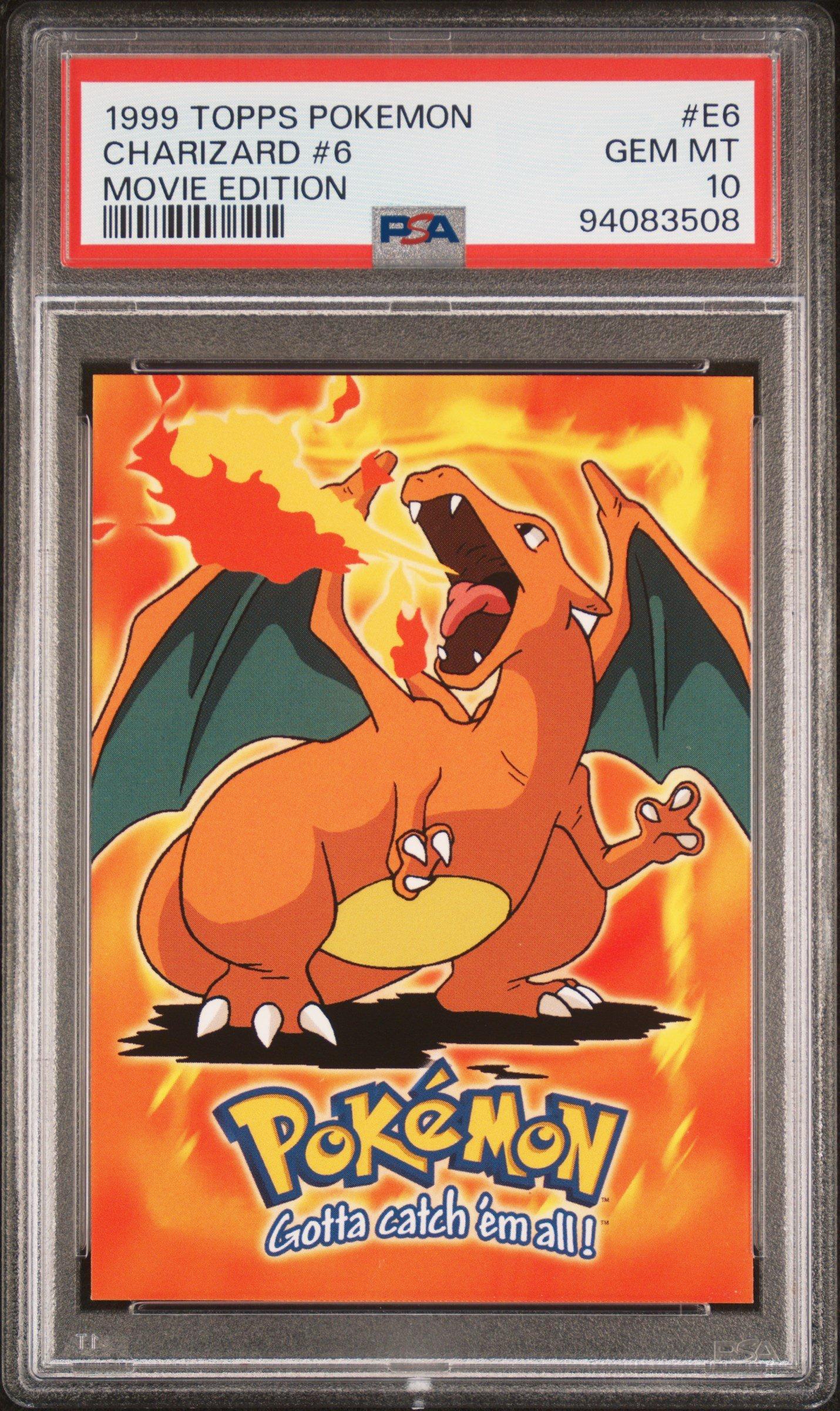 pokemon movie charizard card 1999 Topps Pokemon The Movie Edt E6 Charizard #6 PSA 10 Graded Card