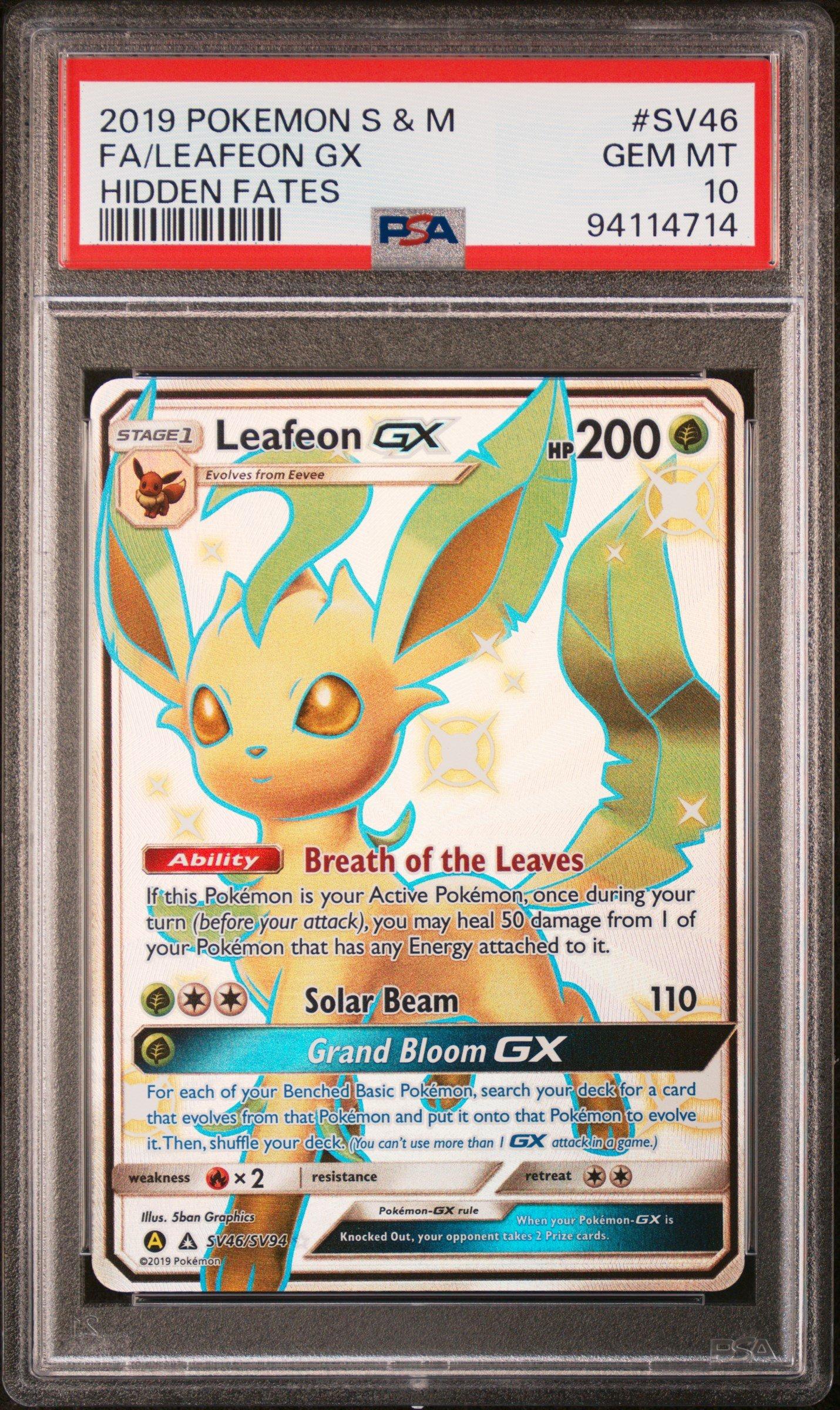 2019 Pokemon Sun & Moon Hidden Fates Sv46 Full Art/leafeon