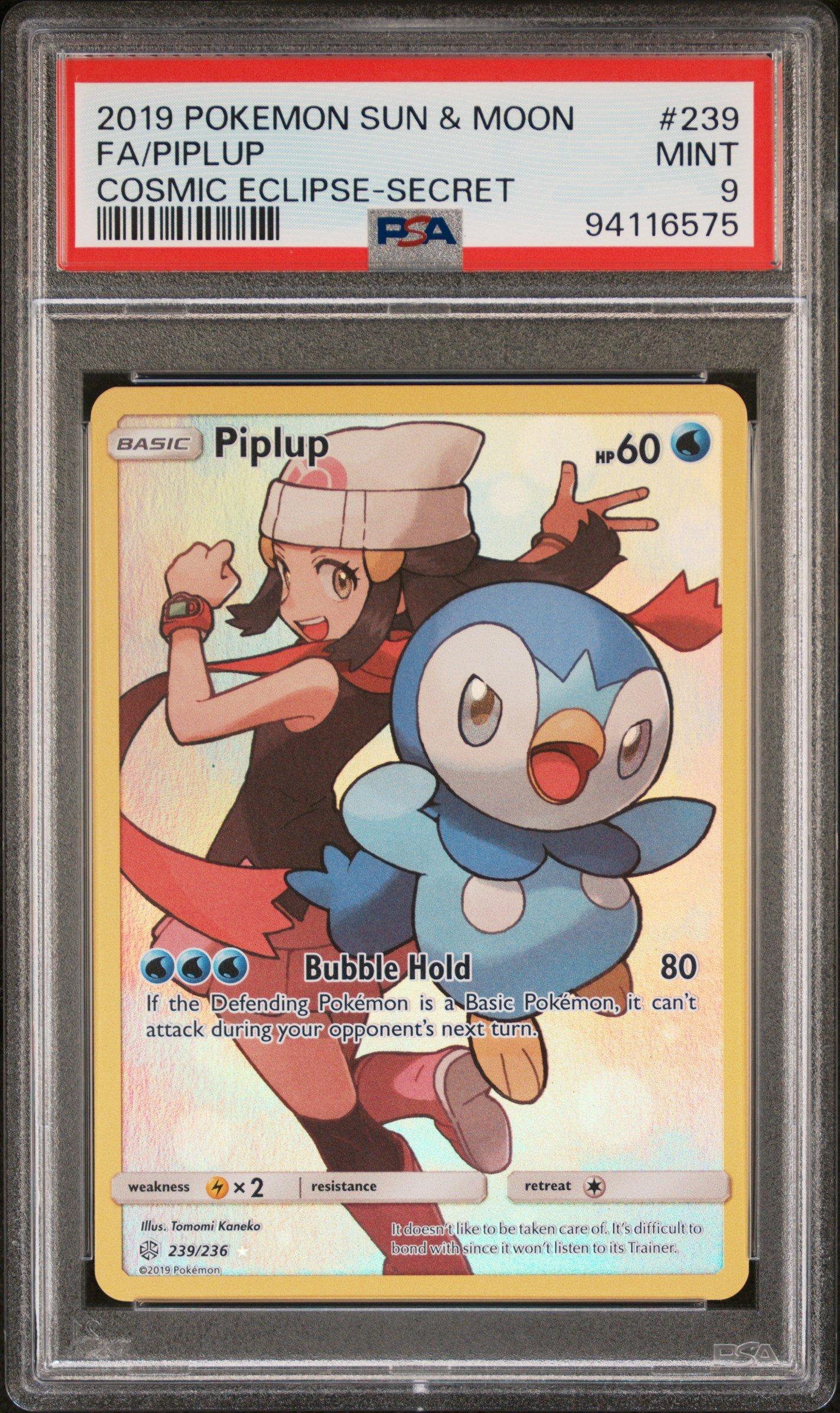 2019 Pokemon Sun & Moon Cosmic Eclipse 239 Full Art/piplup Secret
