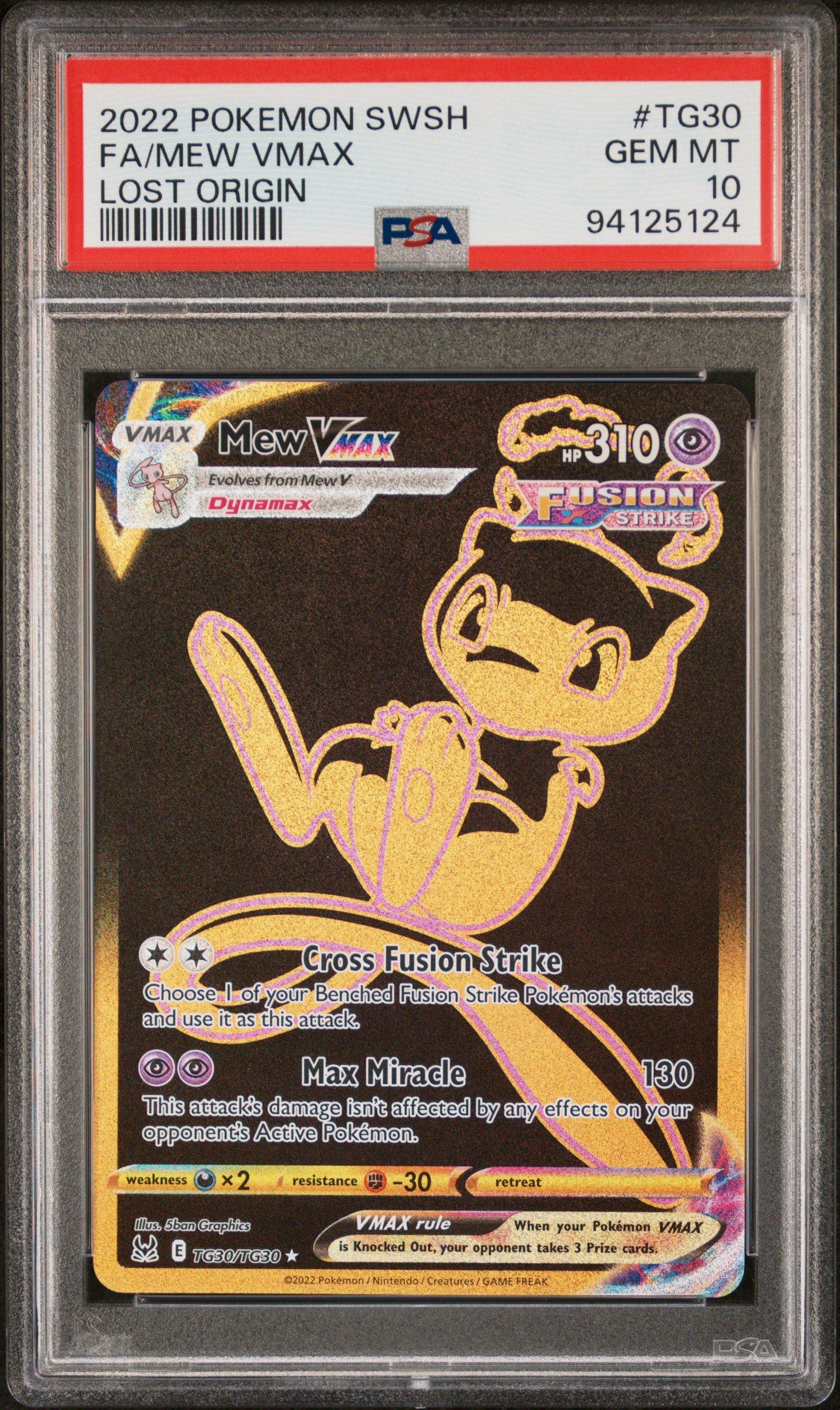 2022 Pokemon Sword & Shield Lost Origin Tg30 Full Art/mew Vmax PSA