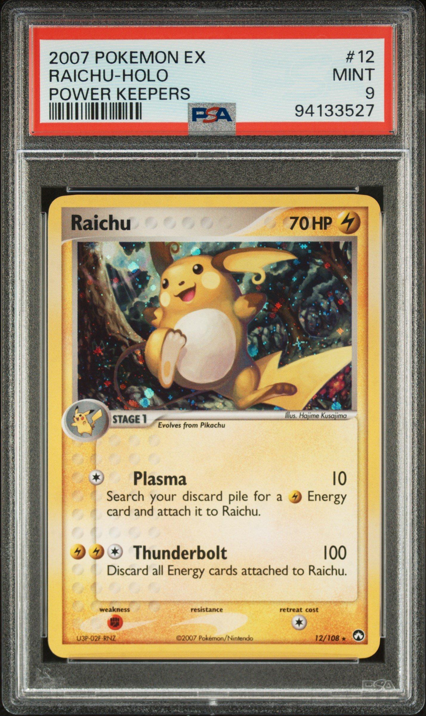 2007 Pokemon Ex Power Keepers 12 Raichu-holo PSA 9 Graded Card