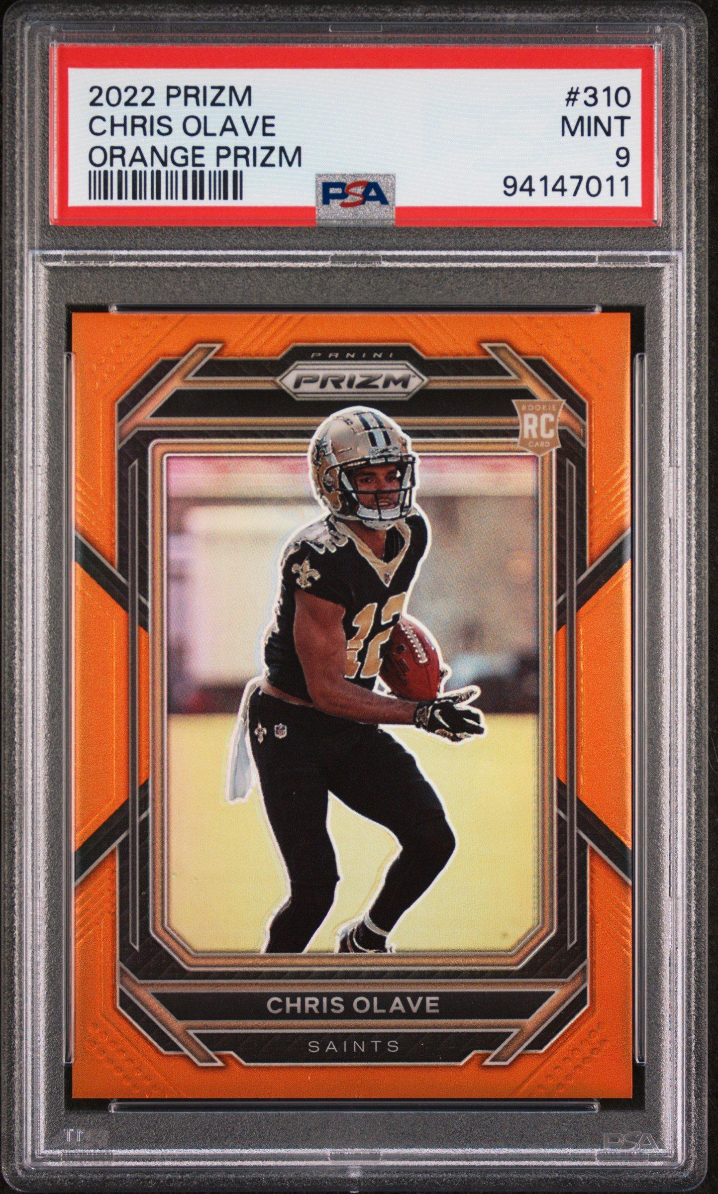 2022 Panini Prizm 310 Chris Olave Orange Prizm PSA 9