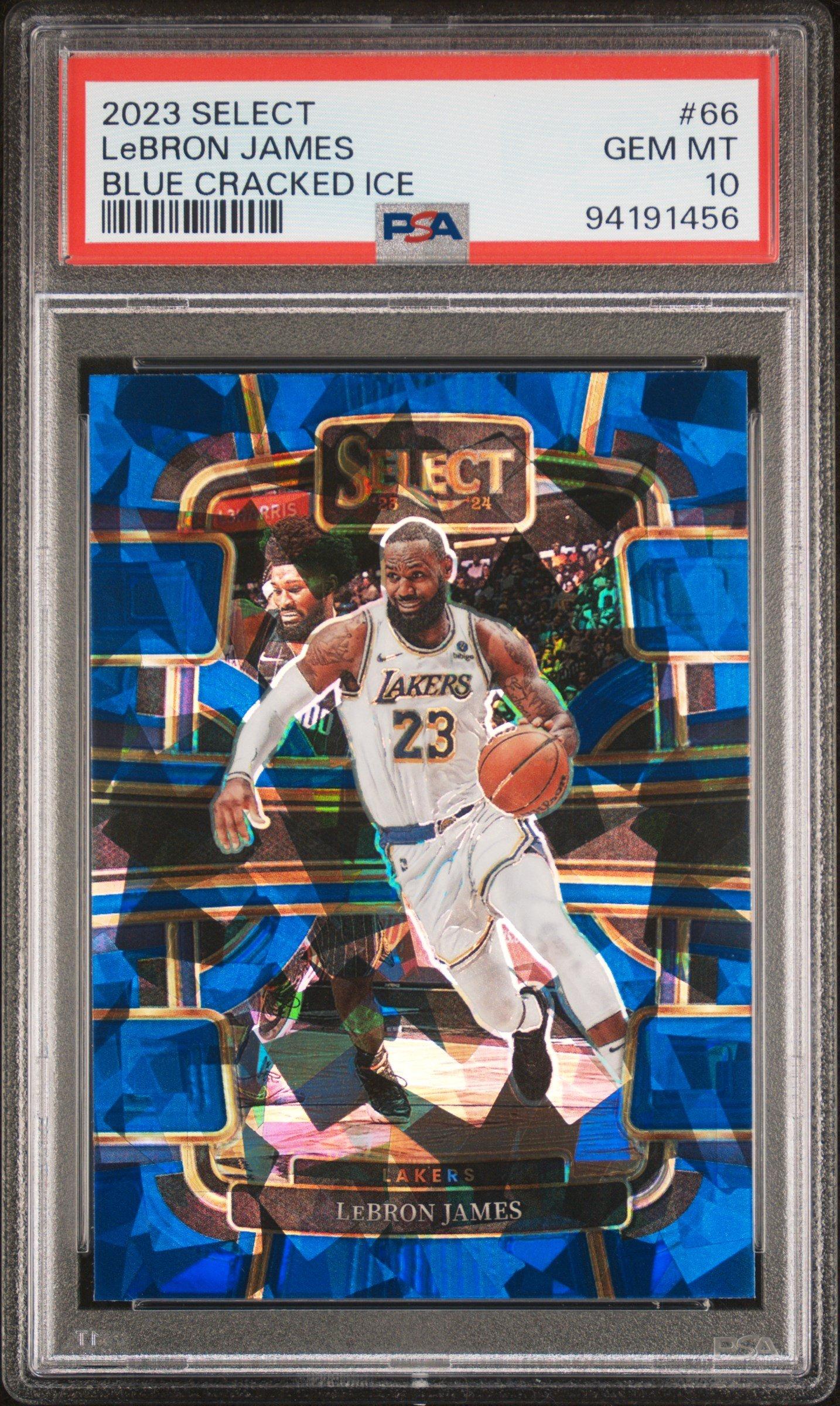 2023 Panini Select 66 Lebron James Blue Cracked Ice PSA 10