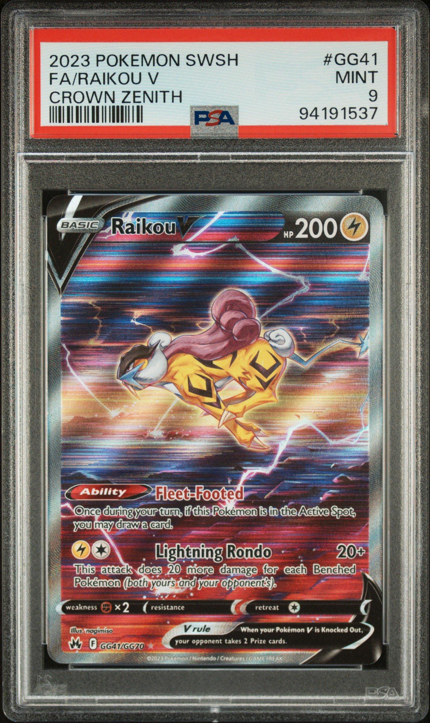 2023 Pokemon Sword And Shield Crown Zenith Gg41 Full Art/raikou V