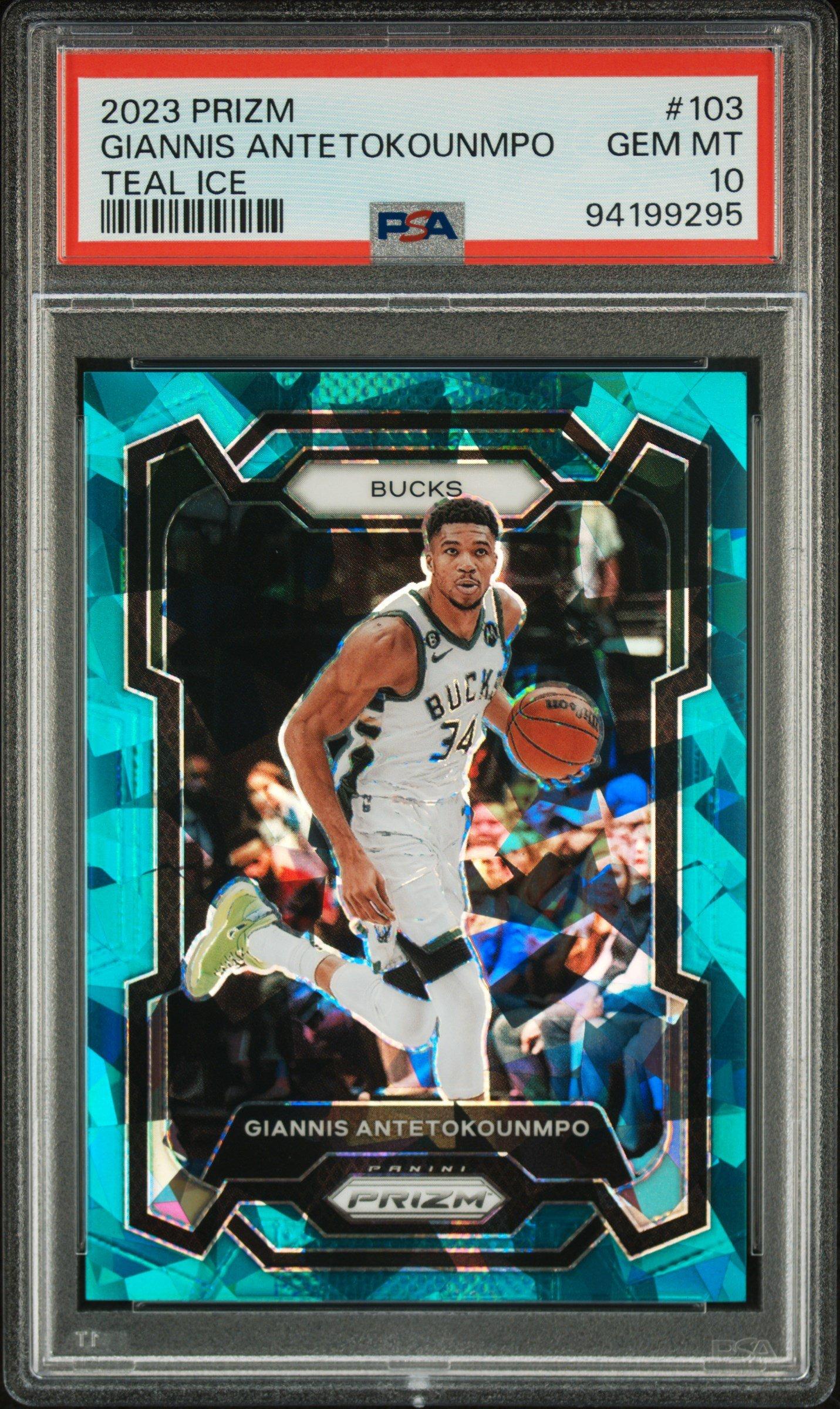 2023 Panini Prizm 103 Giannis Antetokounmpo Teal Ice PSA 10 Graded 