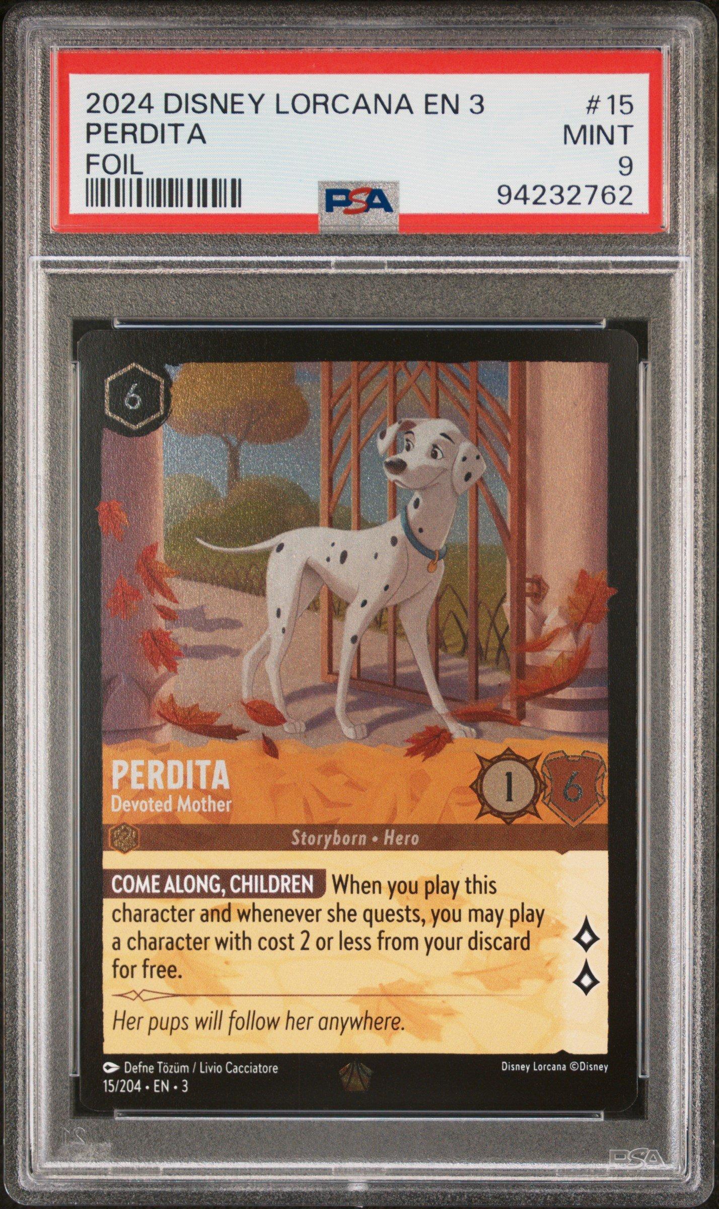 2024 Disney Lorcana En 3-into The Inklands 15 Perdita - Devoted Mother Foil PSA 9