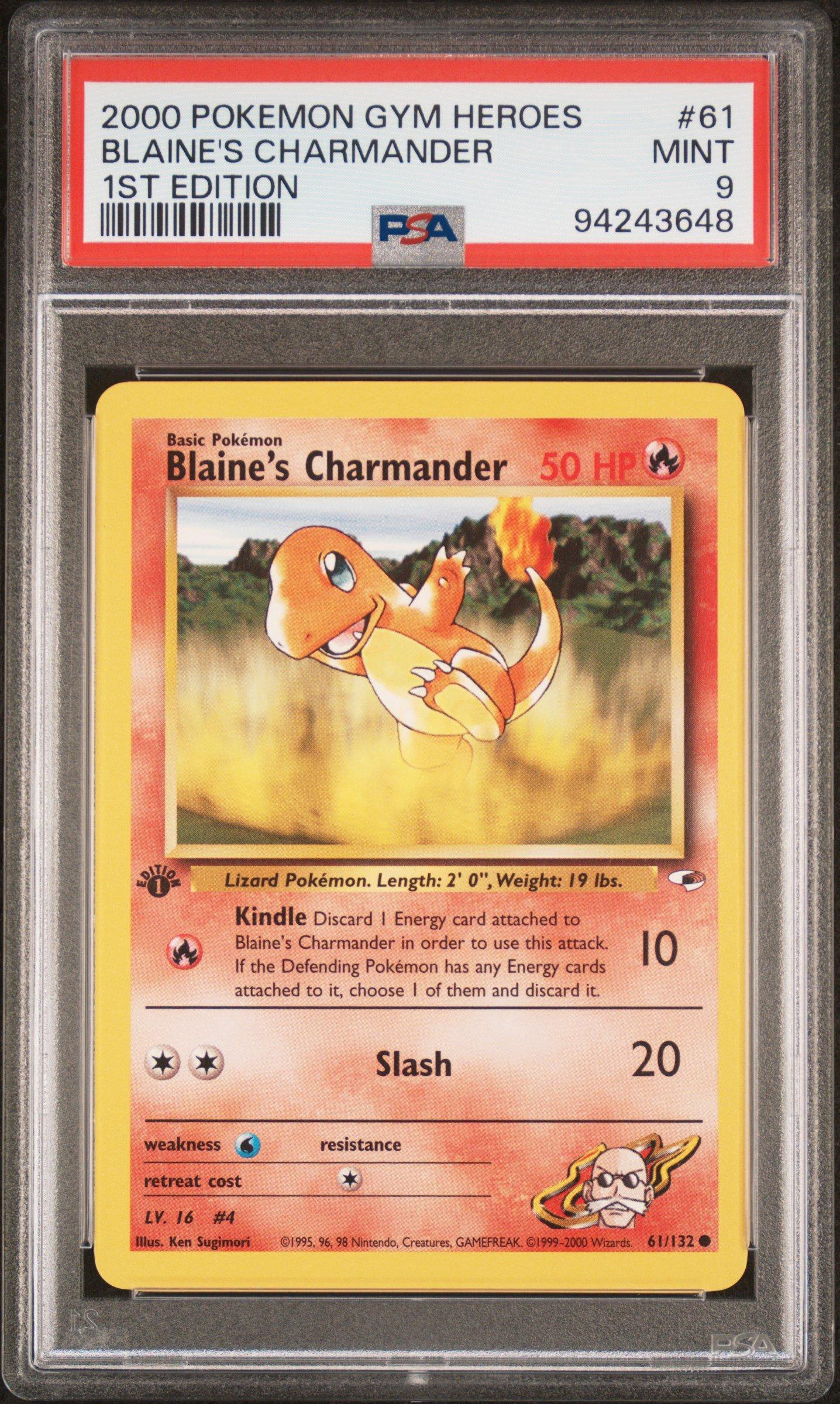 blaine's charmander pokemon card value  Blaine's Charmander 1st Edition Certified Gem Mint 10 Original Print  61/132