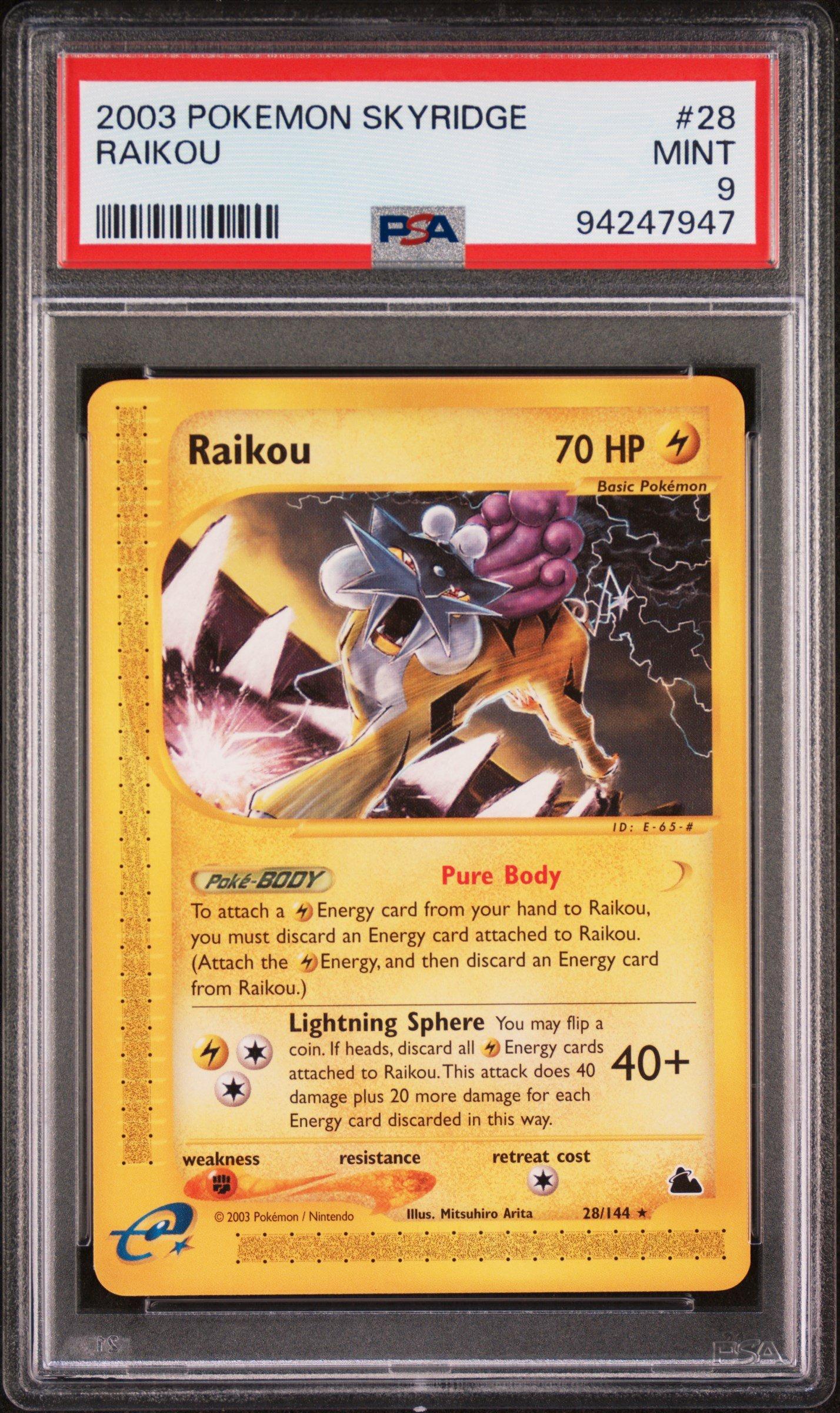 2003 Pokemon Skyridge 28 Raikou PSA 9