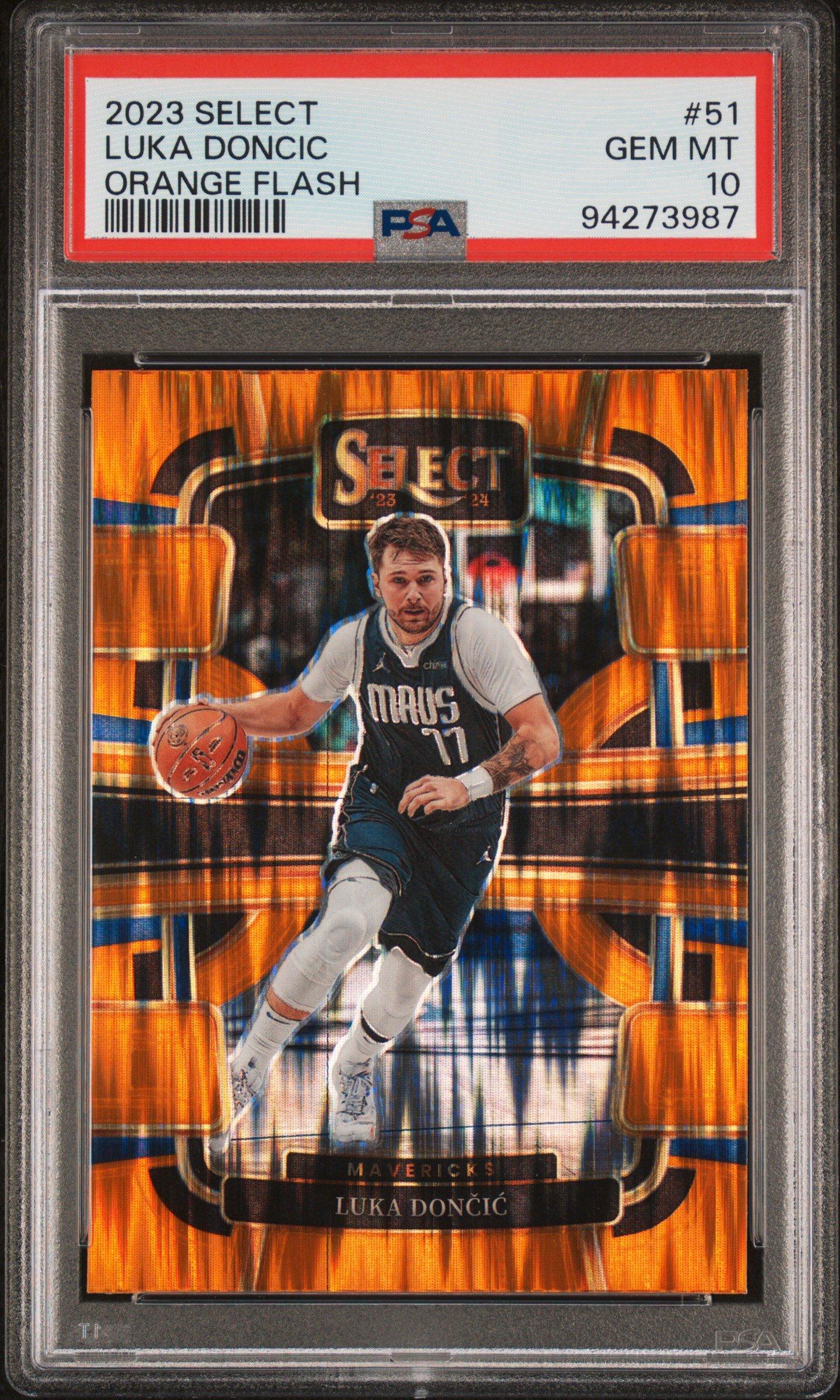 2023 Panini Select 51 Luka Doncic Orange Flash PSA 10