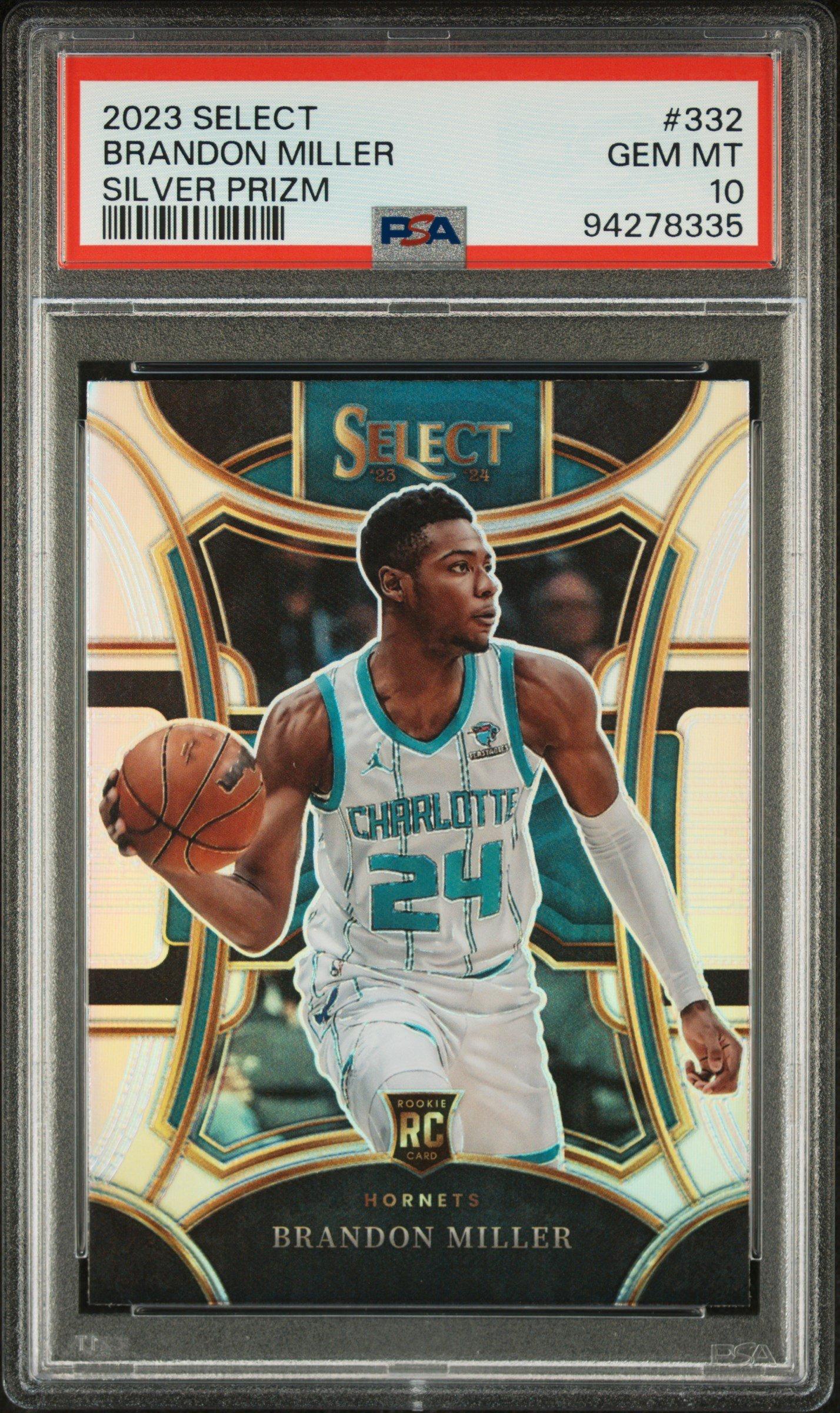2023 Panini Select 332 Brandon Miller Silver Prizm PSA 10 Graded 
