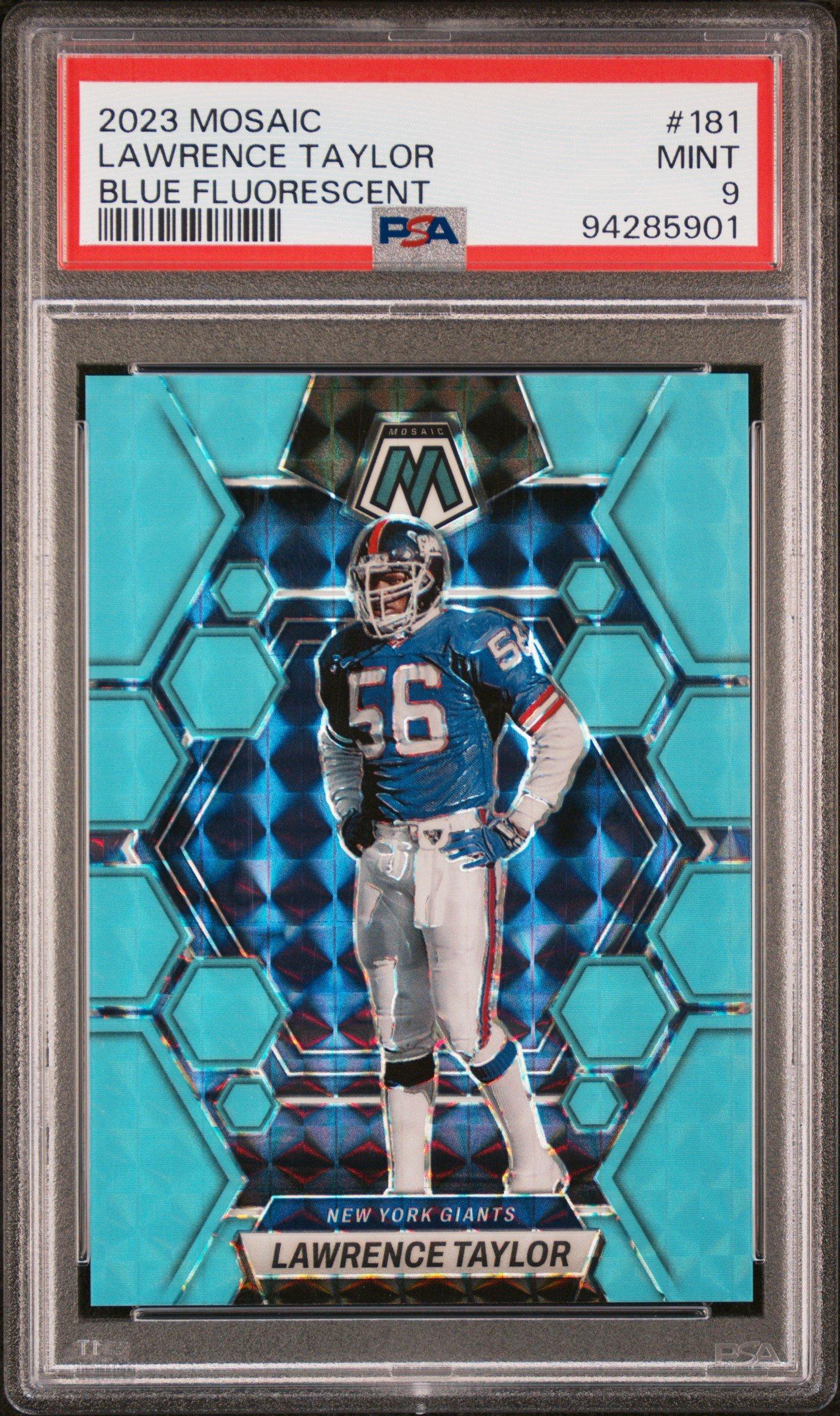 2023 Panini Mosaic 181 Lawrence Taylor Blue Fluorescent PSA 9