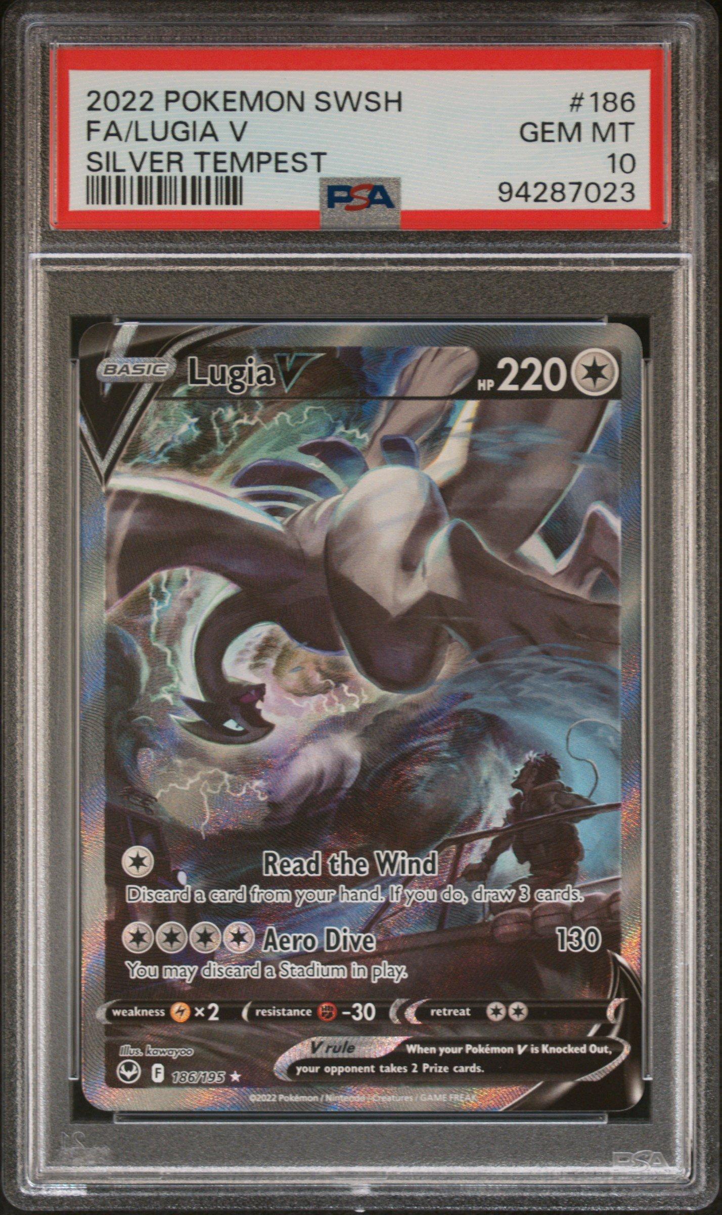 2022 Pokemon Sword & Shield Silver Tempest 186 Full Art/lugia V PSA 10