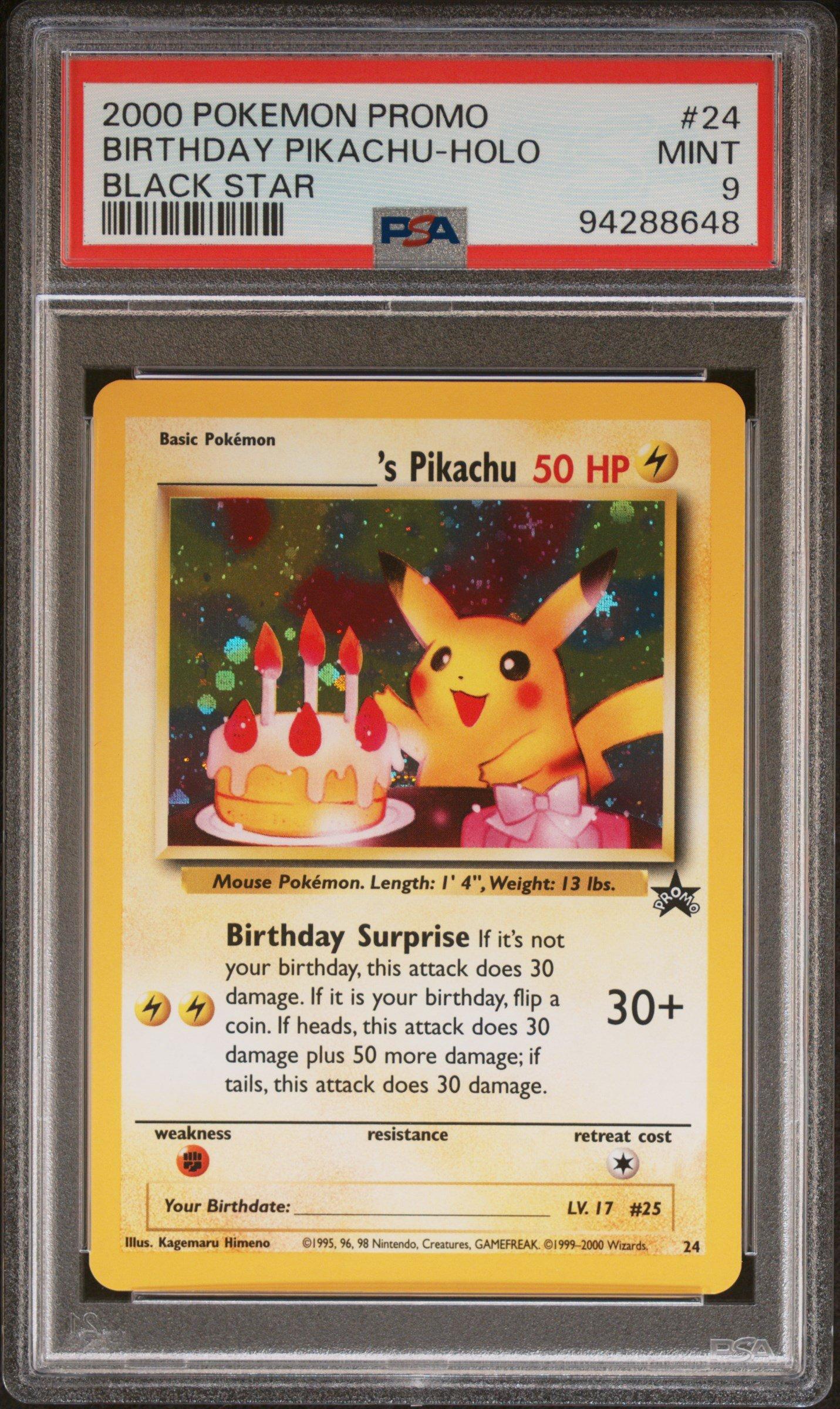 2000 Pokemon Promo Black Star 24 Birthday Pikachu-holo PSA 9