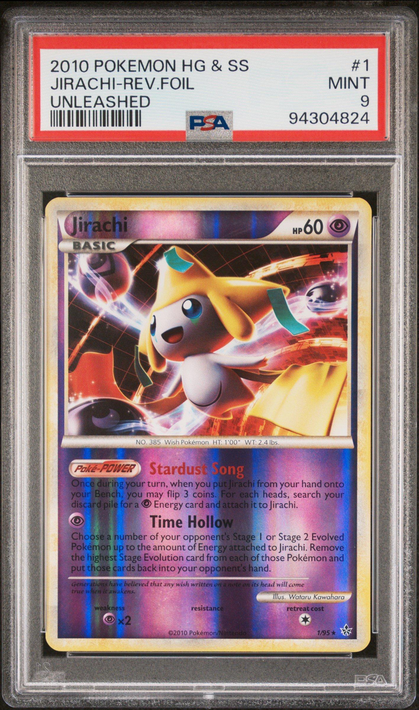 2010 Pokemon Heartgold & Soulsilver Unleashed 1 Jirachi-reverse Foil PSA 9