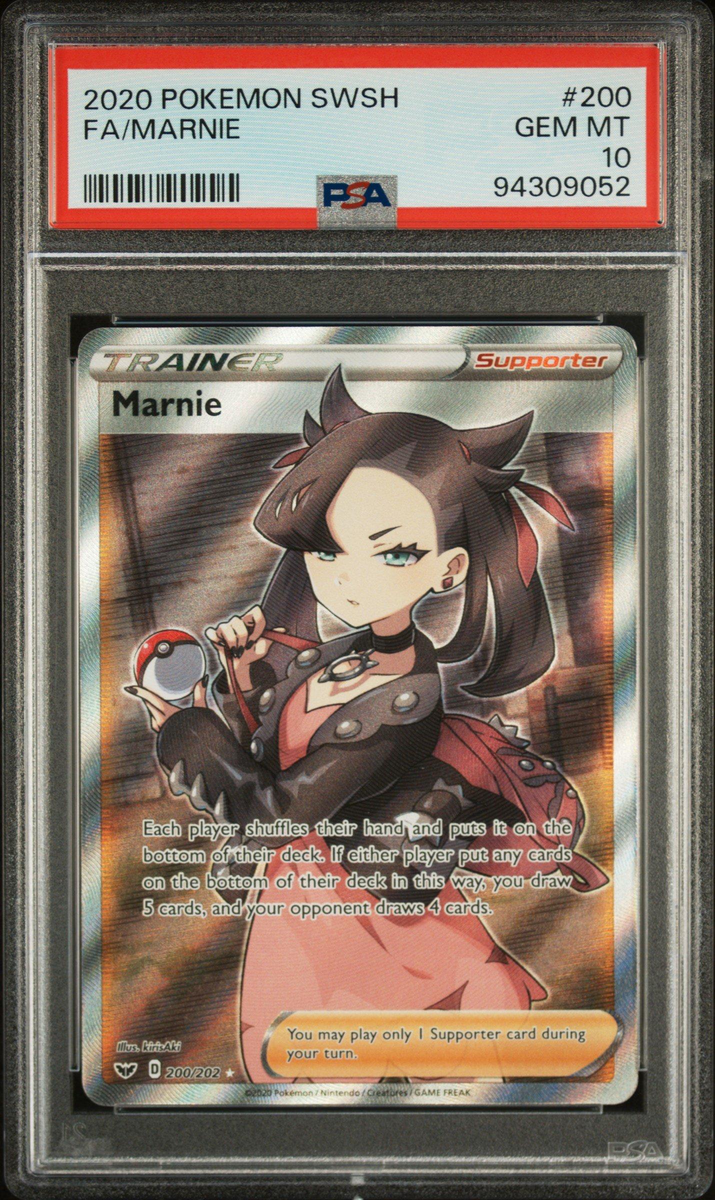 2020 Pokemon Sword & Shield 200 Full Art/marnie PSA 10 Graded Card