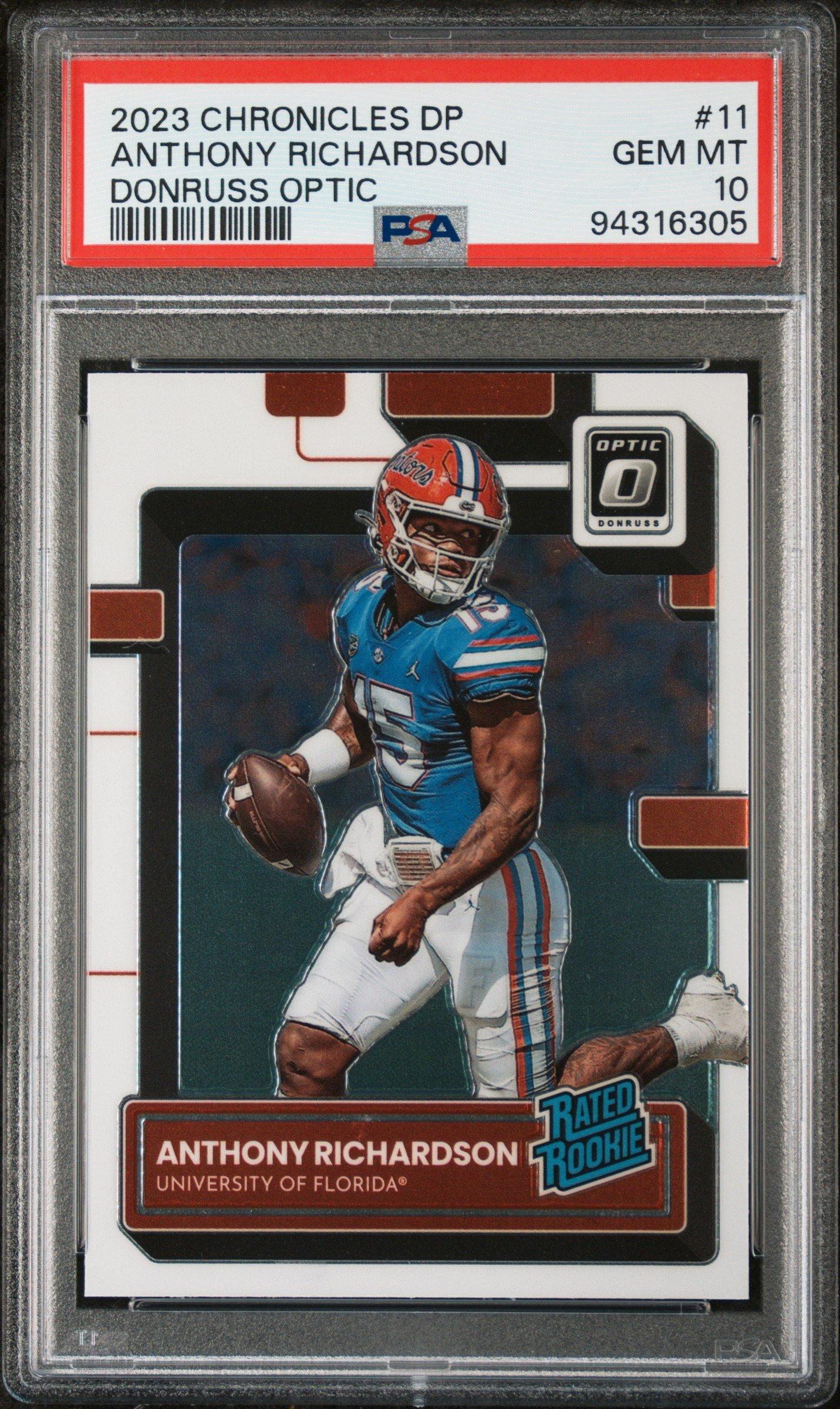 2023 Panini Chronicles Draft Picks Donruss Optic 11 Anthony Richardson PSA 10