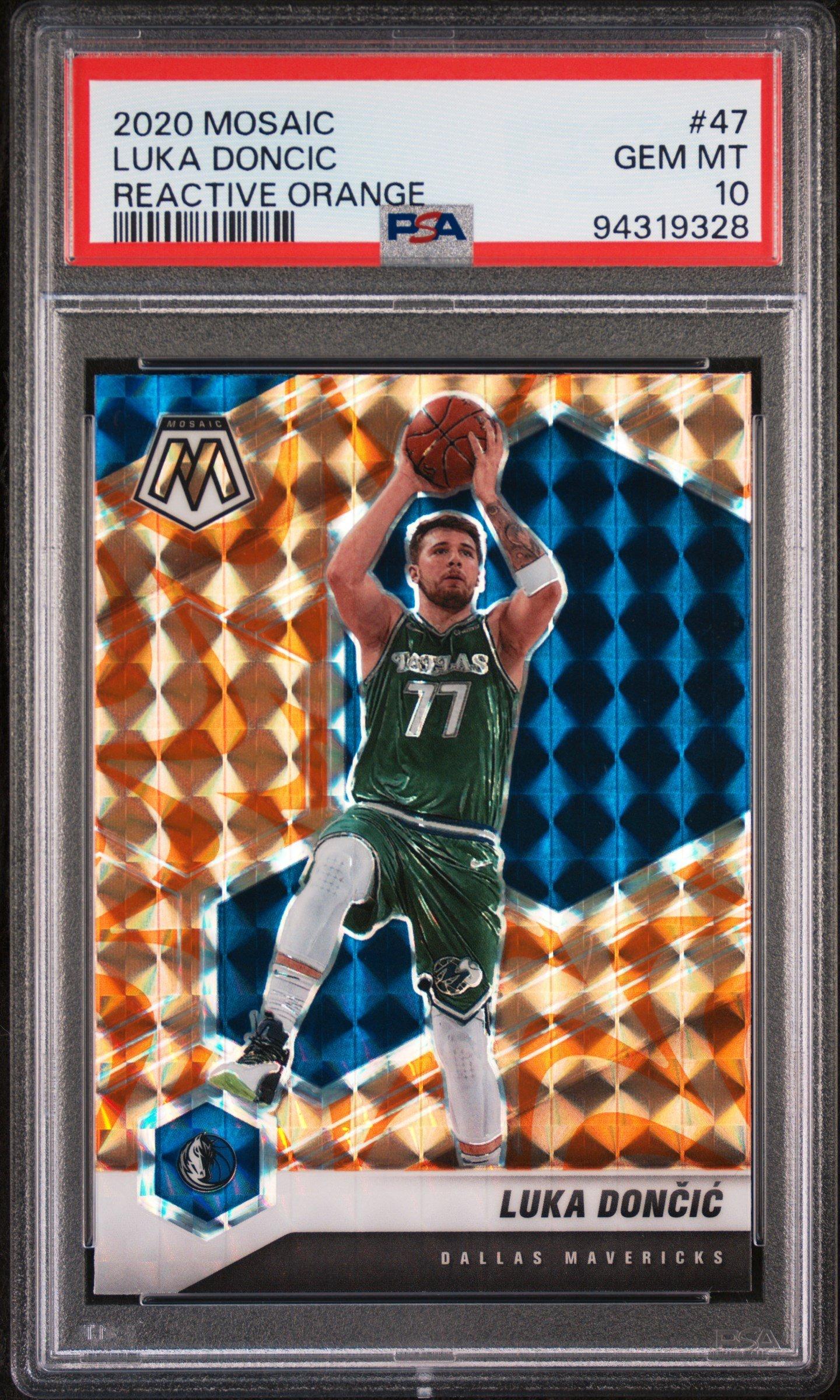2020 Panini Mosaic 47 Luka Doncic Reactive Orange PSA 10 Graded 