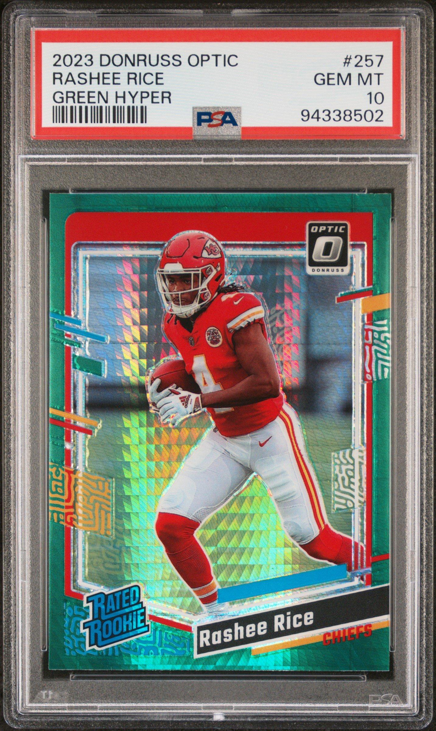 2023 Panini Donruss Optic 257 Rashee Rice Green Hyper PSA 10