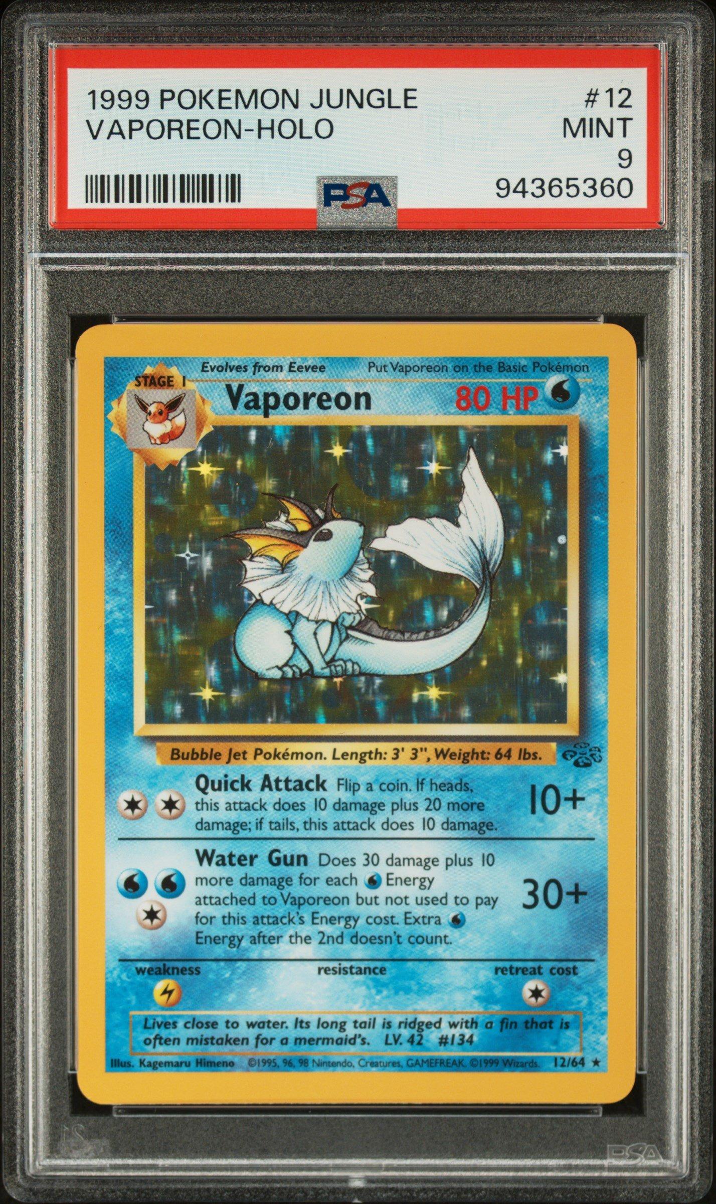 1999 Pokemon Jungle 12 Vaporeon-holo PSA 9 | GameStop