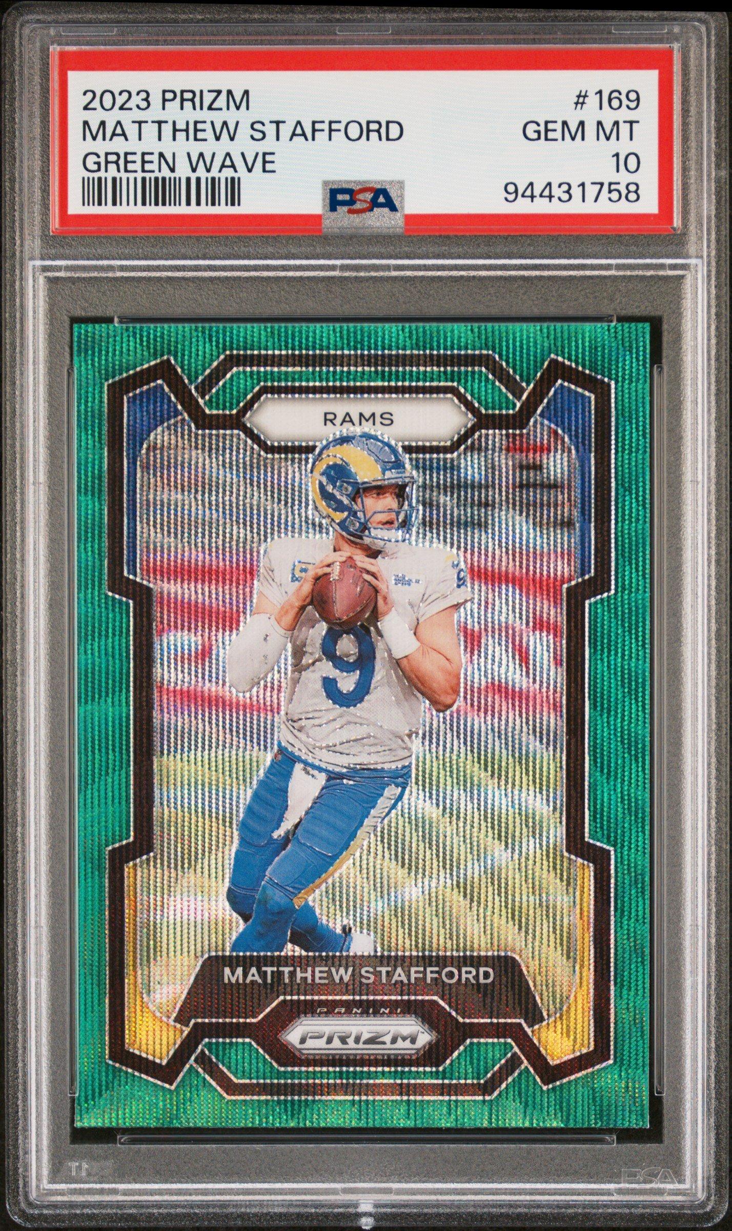 2023 Panini Prizm 169 Matthew Stafford Green Wave PSA 10 Graded