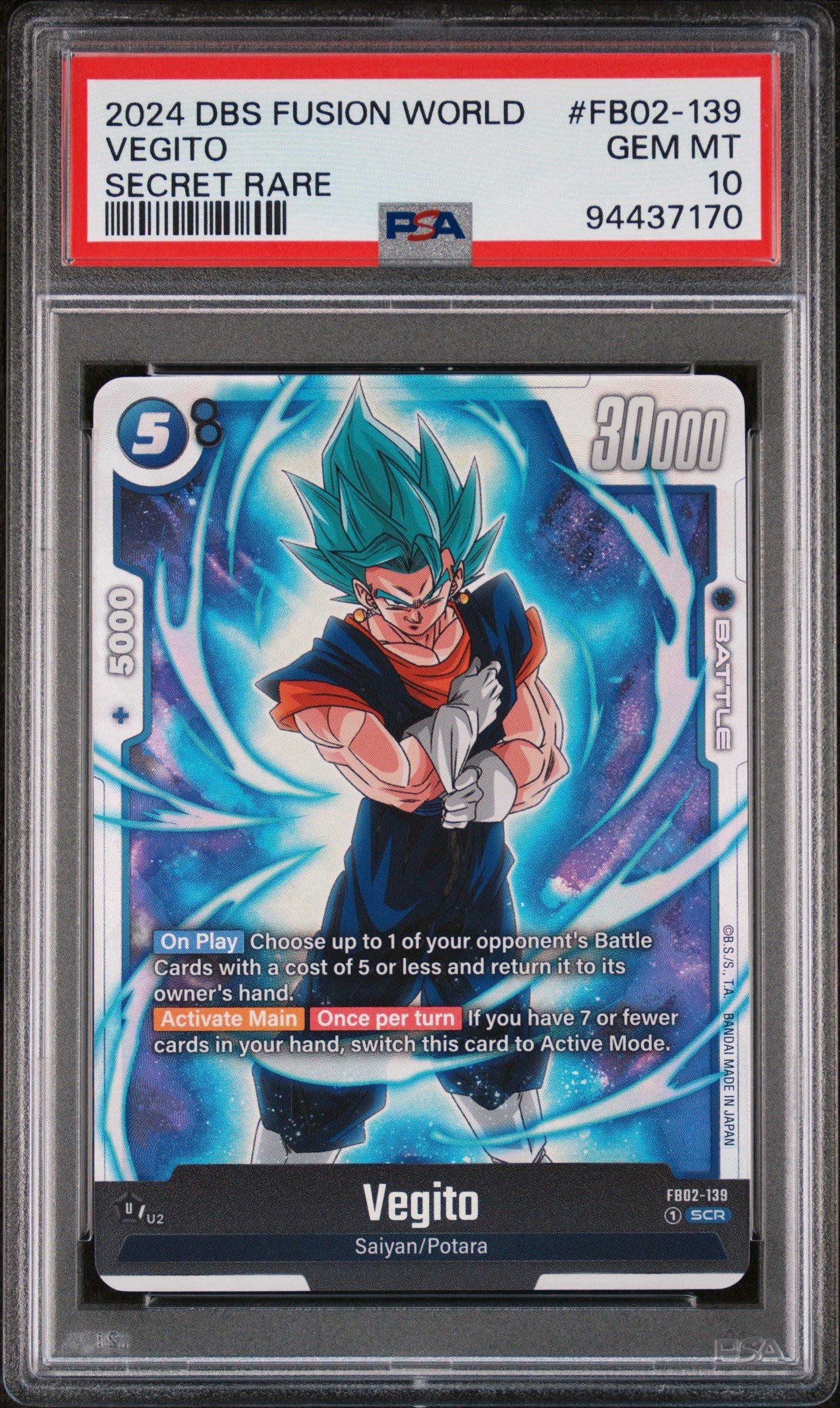 2024 Dragon Ball Super Card Game Fusion World Blazing Aura Fb02-139 Vegito Secret Rare PSA 10