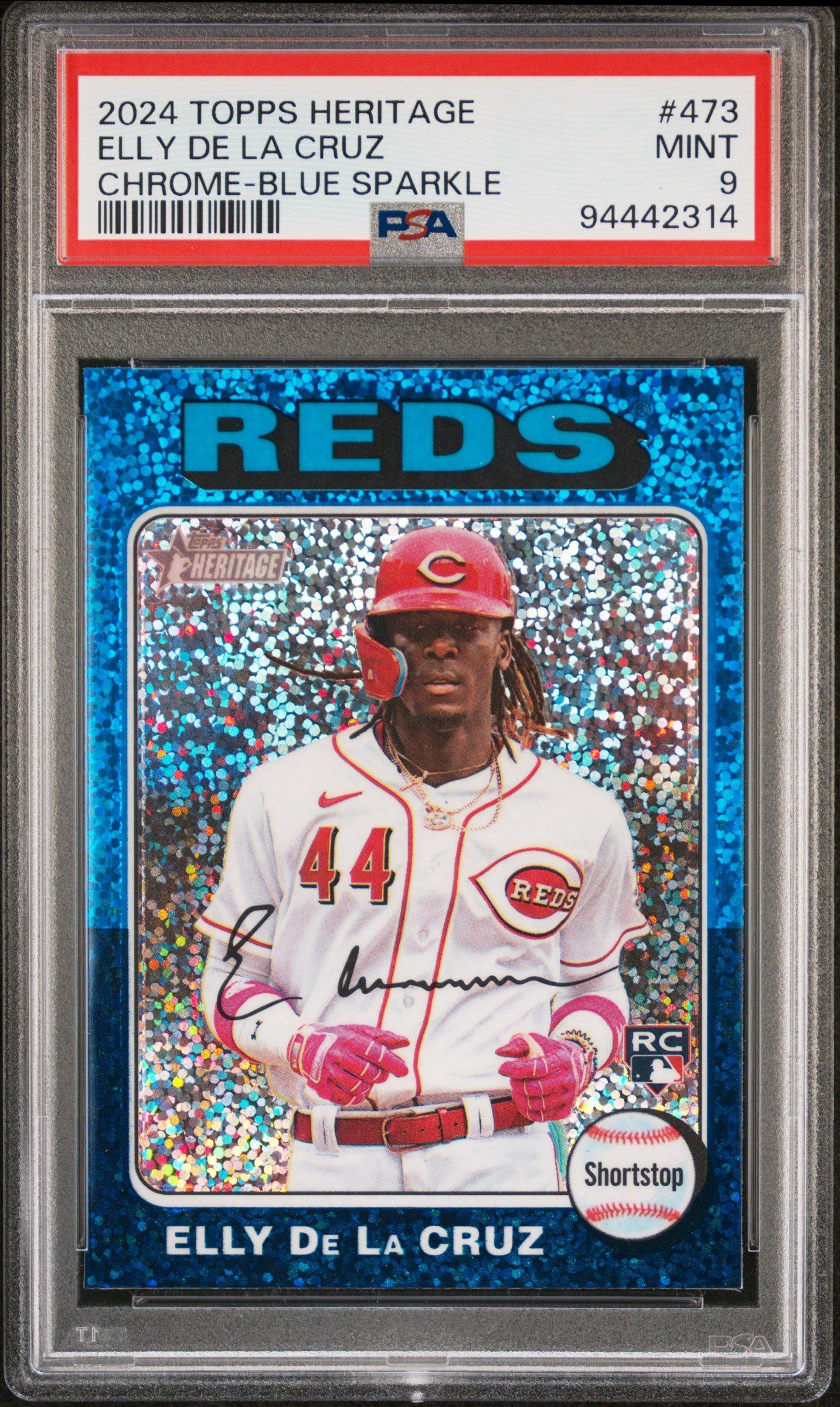 2024 Topps Heritage 473 Elly De La Cruz Chrome-blue Sparkle PSA 9