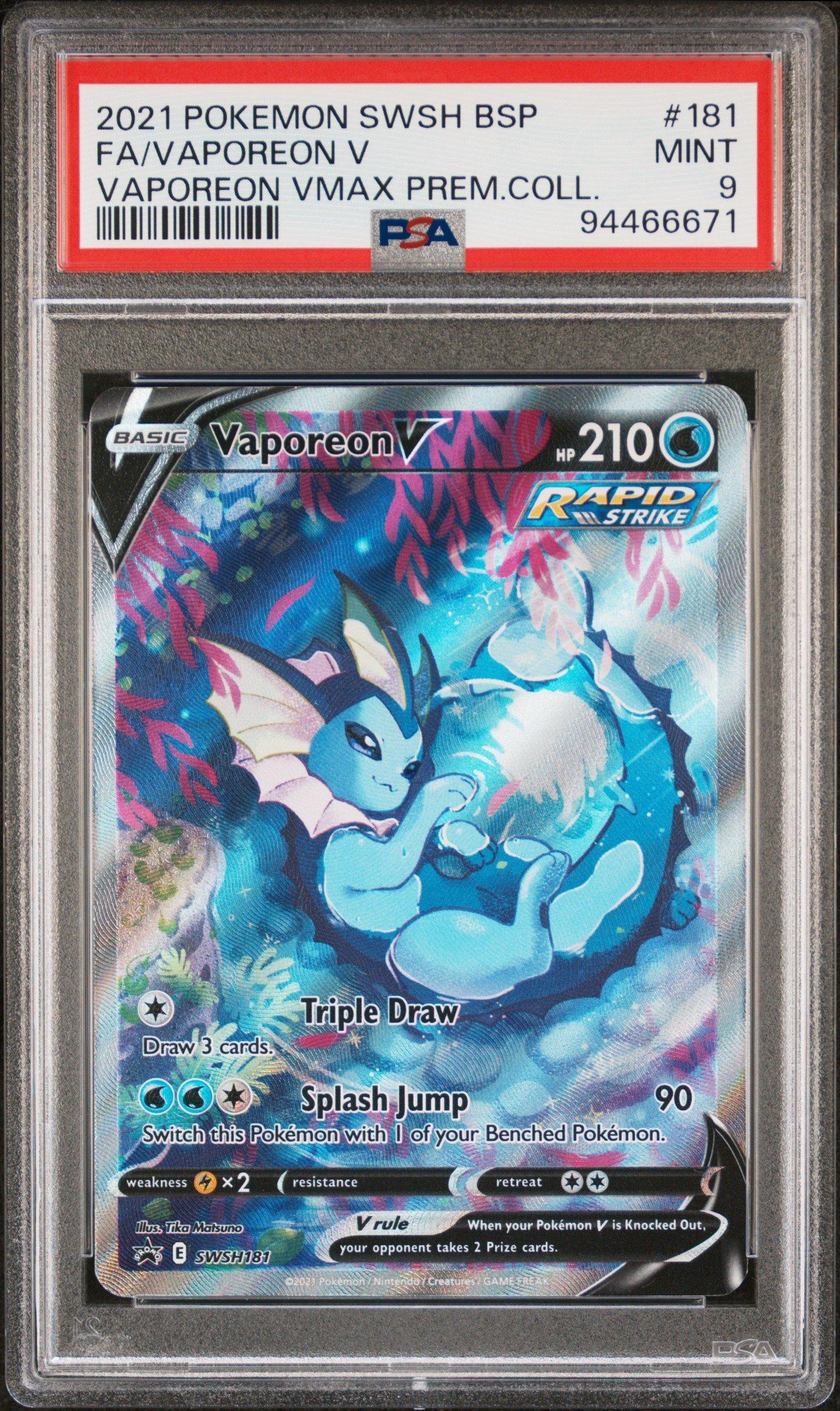 Pokemon Swsh Black Star Promo Full Art Vaporeon V Vaporeon Vmax Premium Collection Psa