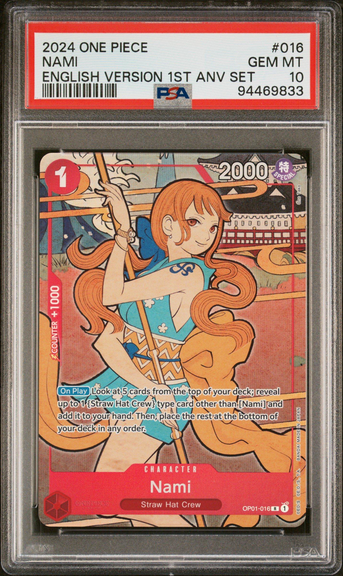 2024 One Piece English Version 1st Anniversary Set 016 Nami PSA 10