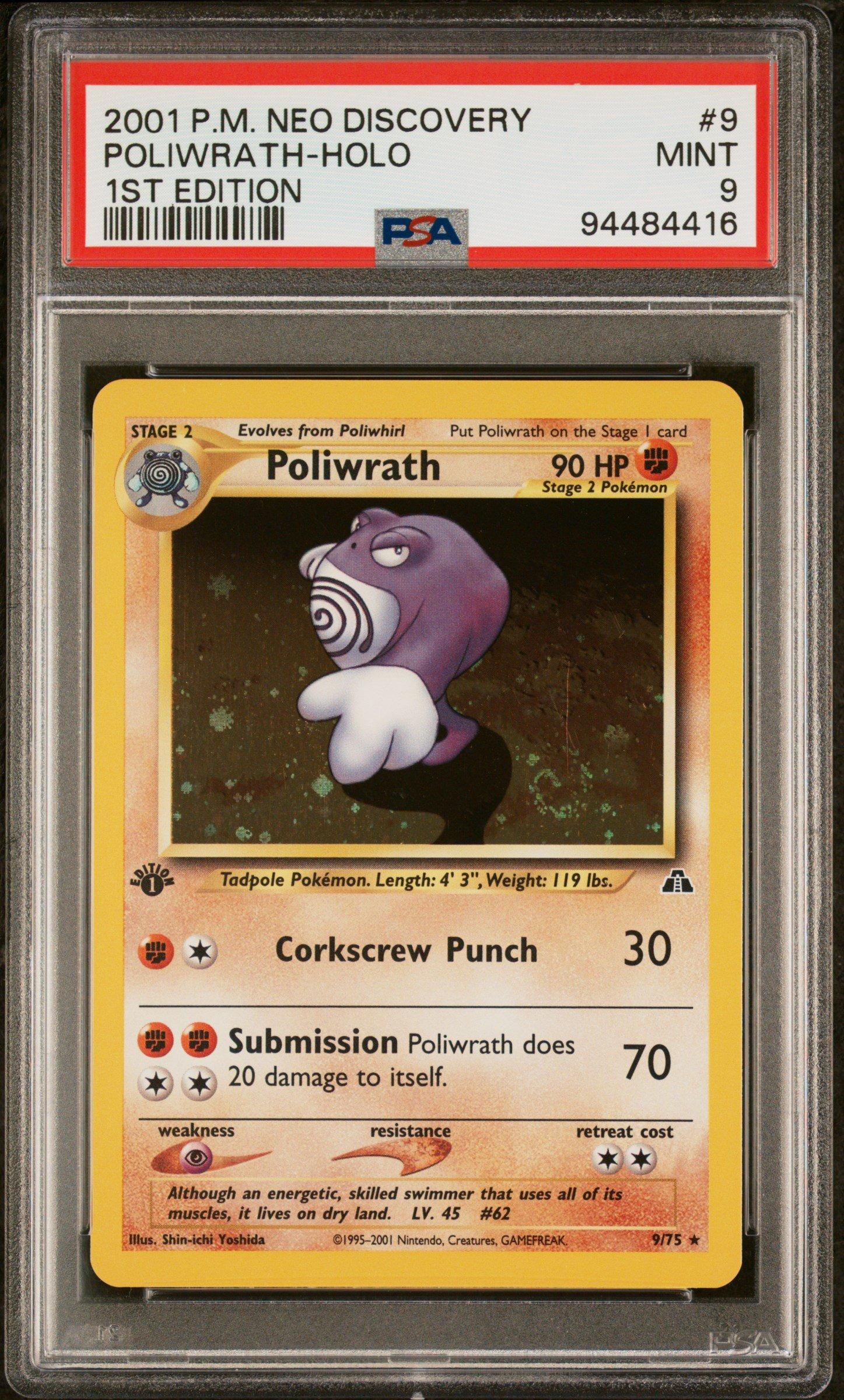 2001 Pokemon Neo Discovery 9 Poliwrath-holo 1st Edition PSA 9