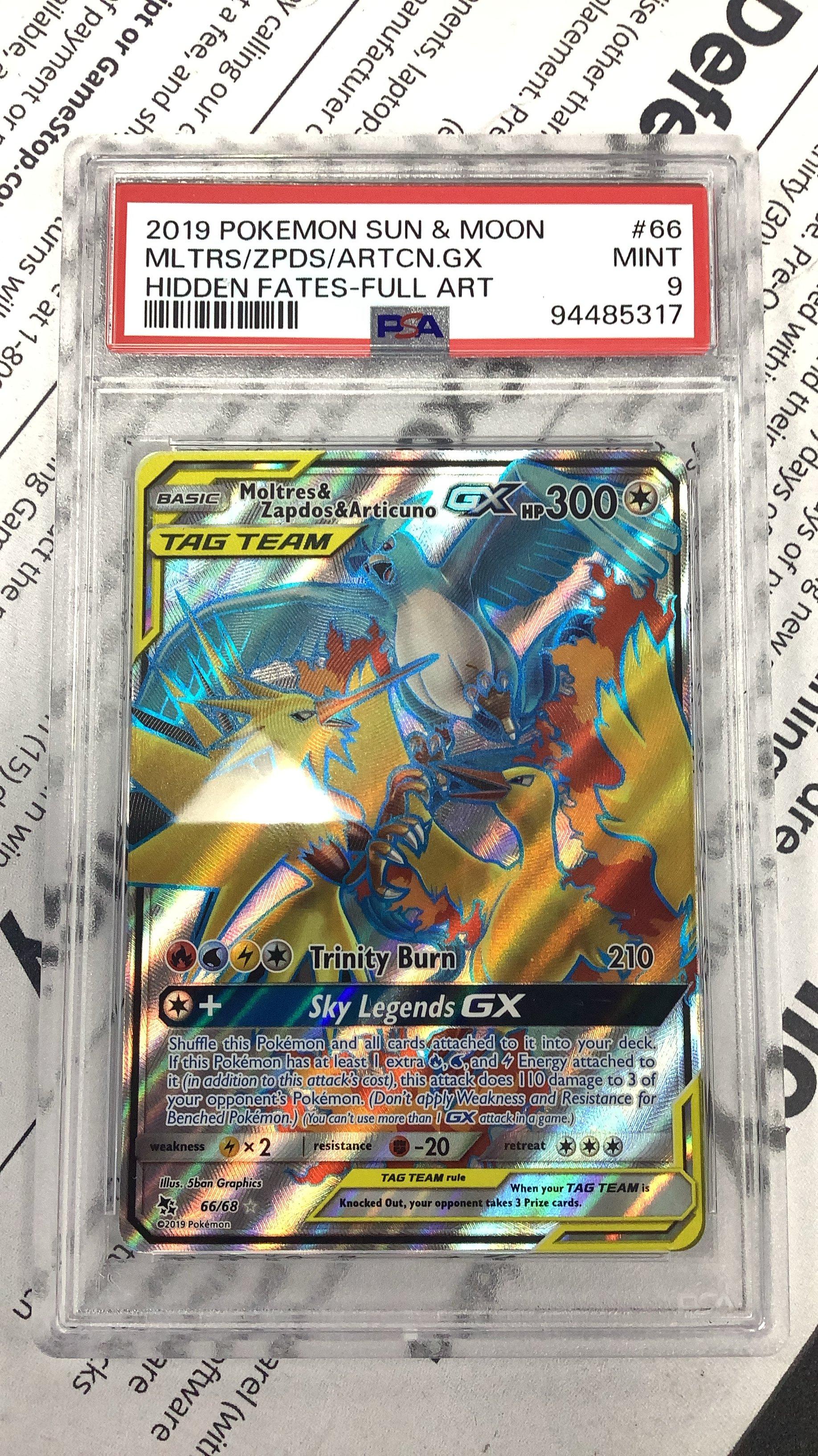 2019 Pokemon Sun & Moon Hidden Fates 66 Full Art/moltres & Zapdos