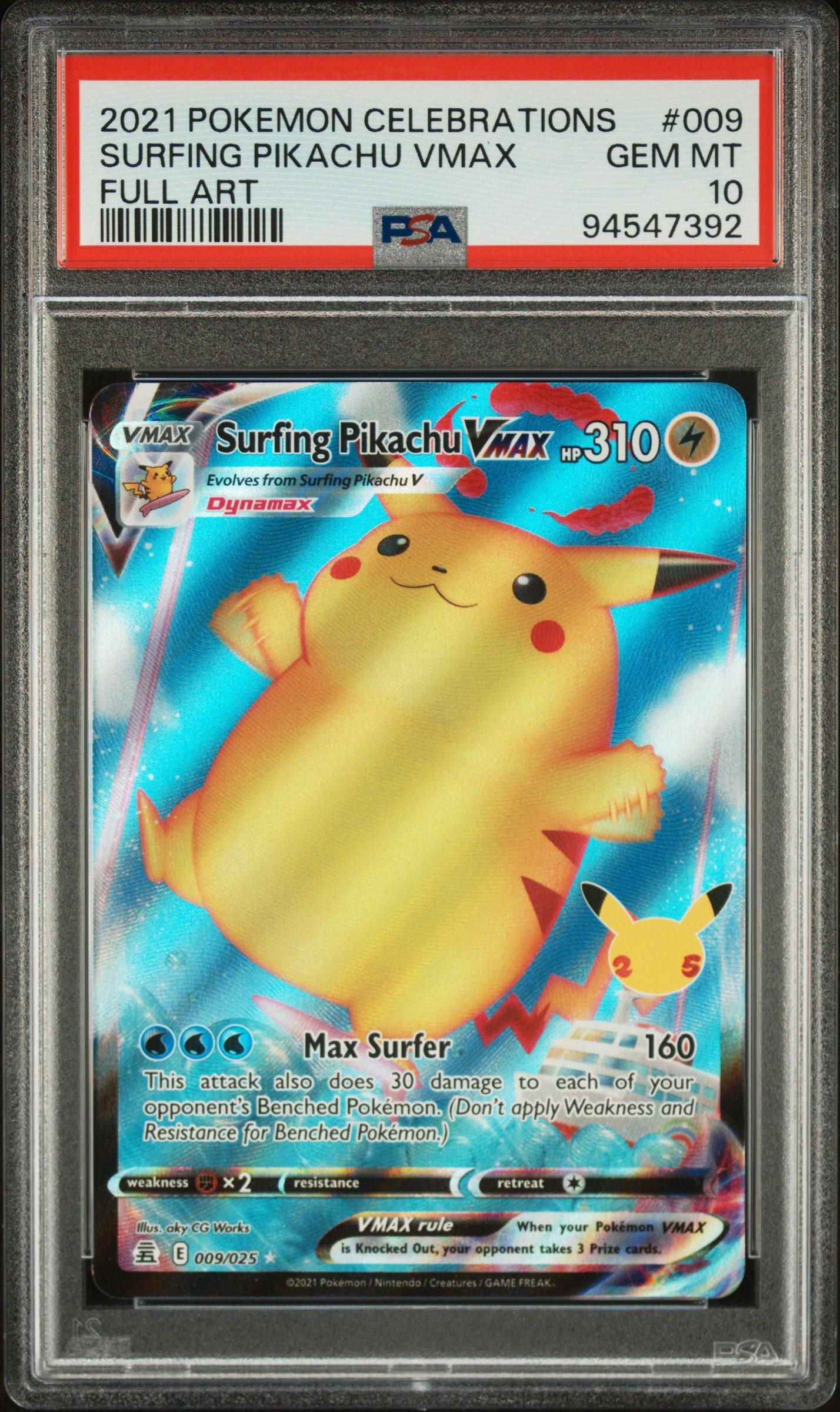 サーフィンピカチュウVMAX 2021年 Gem Mint 10 2021 Pokemon Celebrations 009 Full Art/surfing Pikachu Vmax PSA 10
