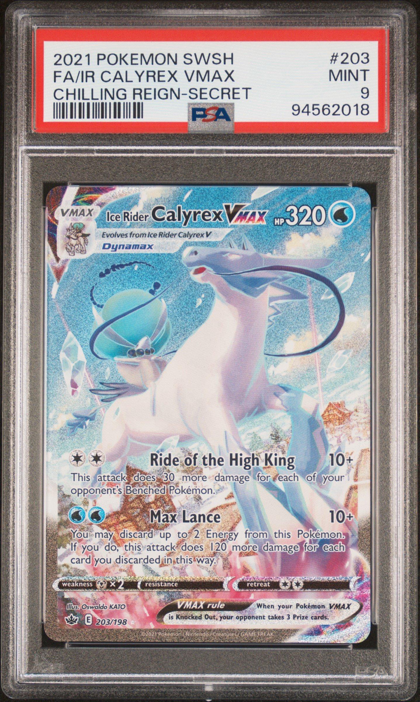 2021 Pokemon Sword & Shield Chilling Reign 203 Full Art/ice Rider Calyrex  Vmax Secret PSA 9 Graded Card | GameStop