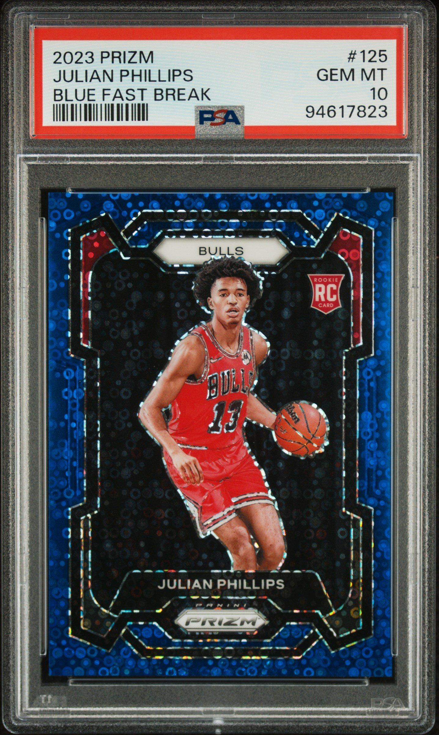 2023 Panini Prizm 125 Julian Phillips Blue Fast Break PSA 10