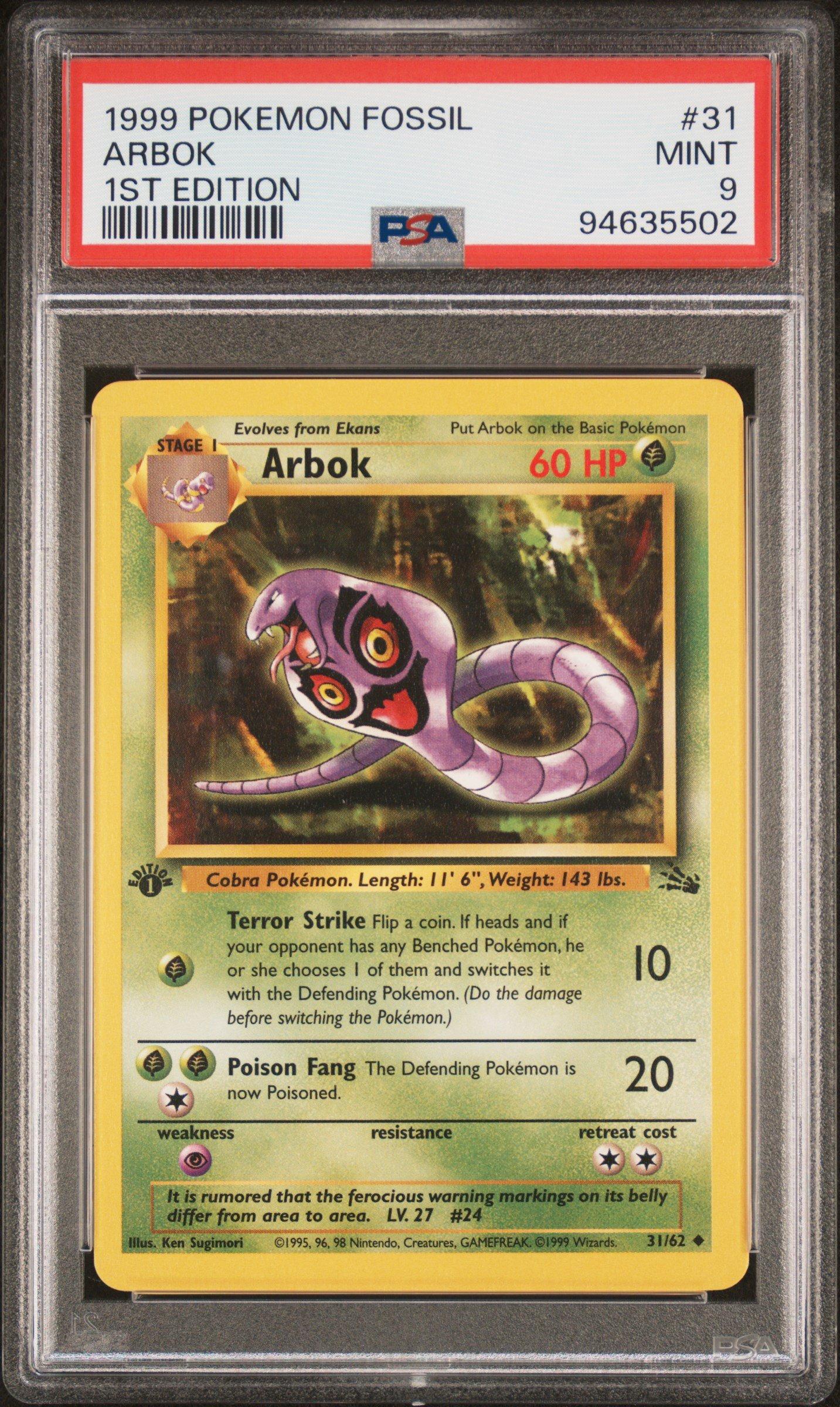 first edition arbok pokemon card Fossil Colorless Artist Dark Arbok 2000 Team Rocket