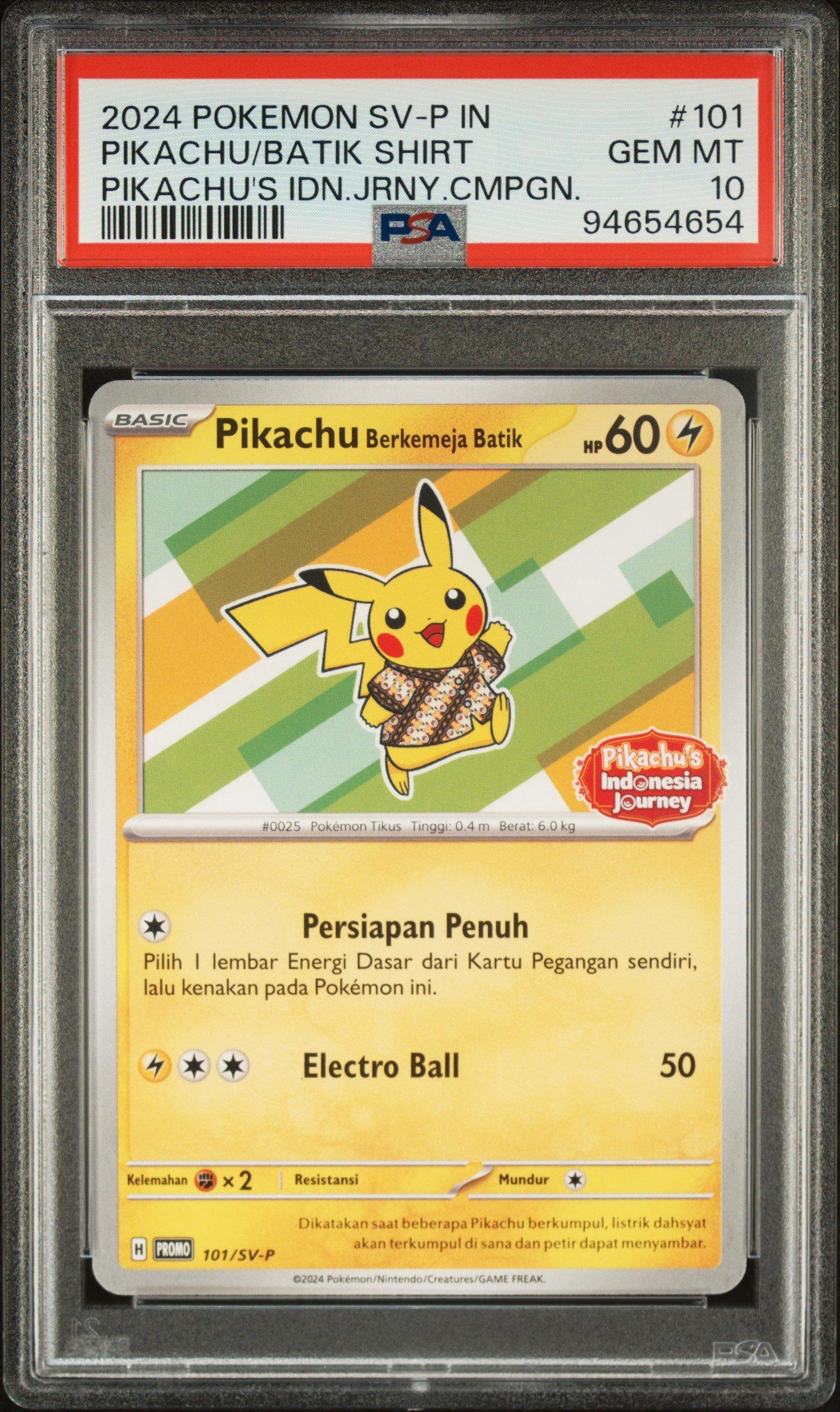 2024 Pokemon Indonesian Sv-p Promo 101 Pikachu In Batik Shirt