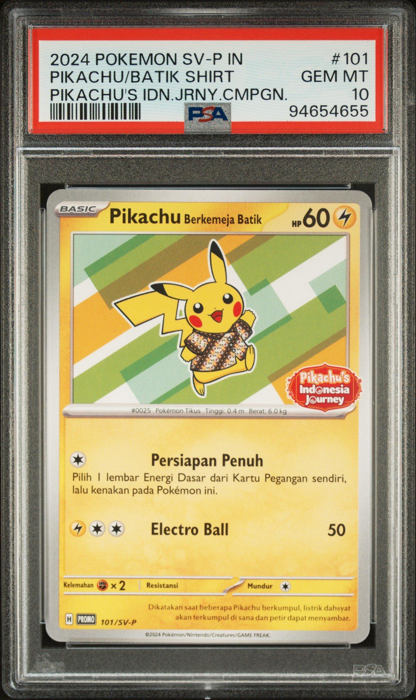 2024 Pokemon Indonesian Sv Promo 101 Pikachu In Batik Shirt