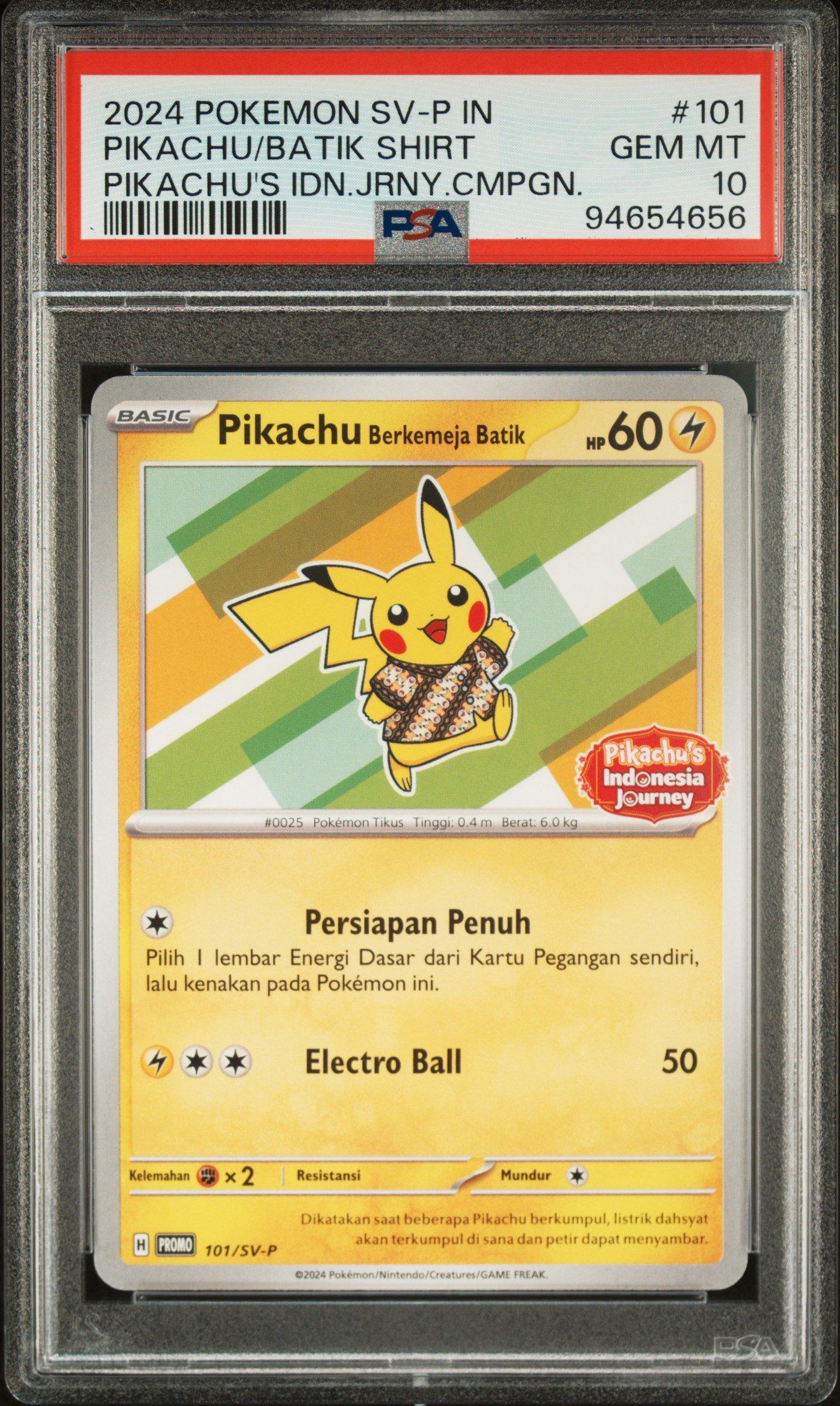 2024 Pokemon Indonesian Sv Promo 101 Pikachu In Batik Shirt