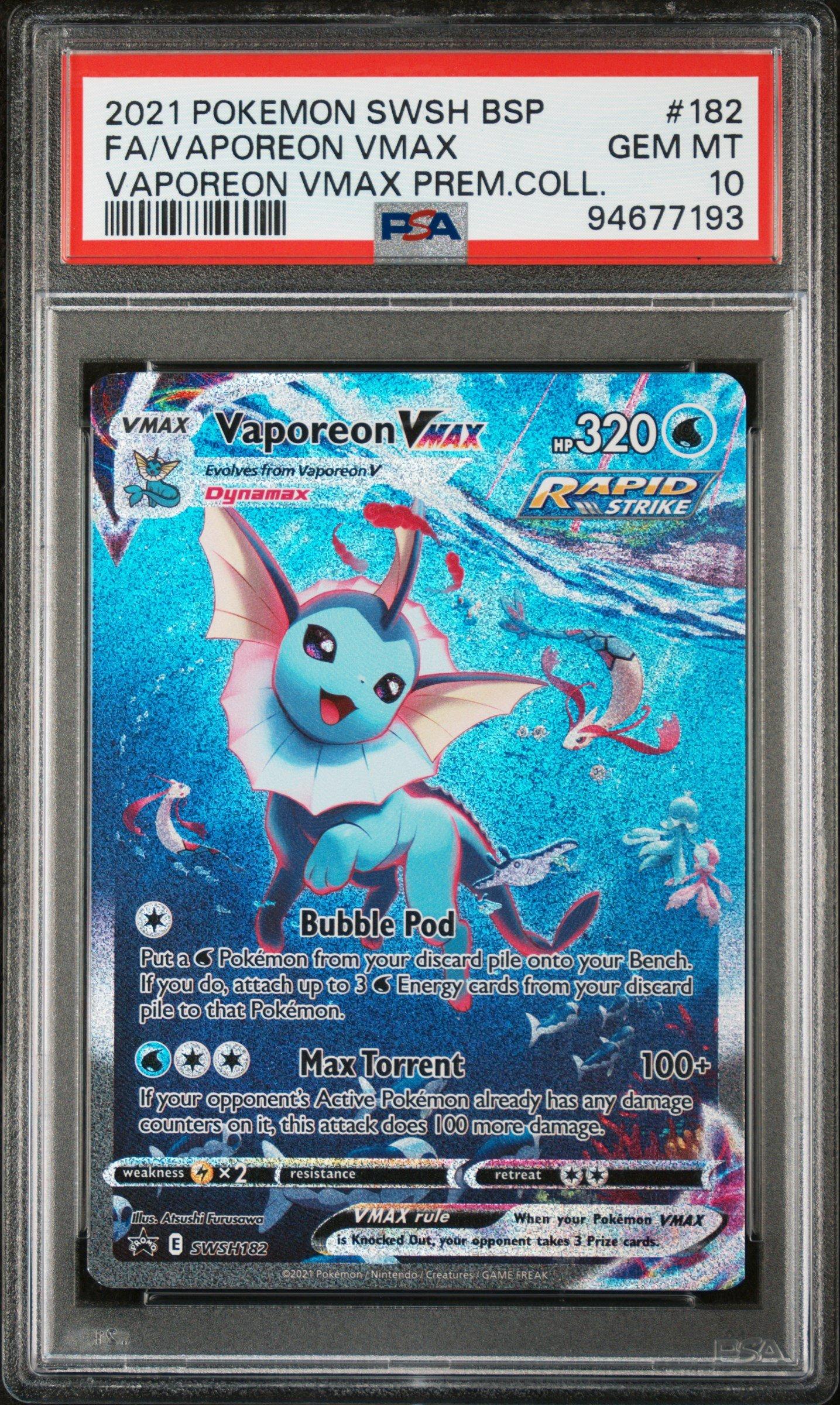 2021 Pokemon Swsh Black Star Promo 182 Full Art/vaporeon Vmax