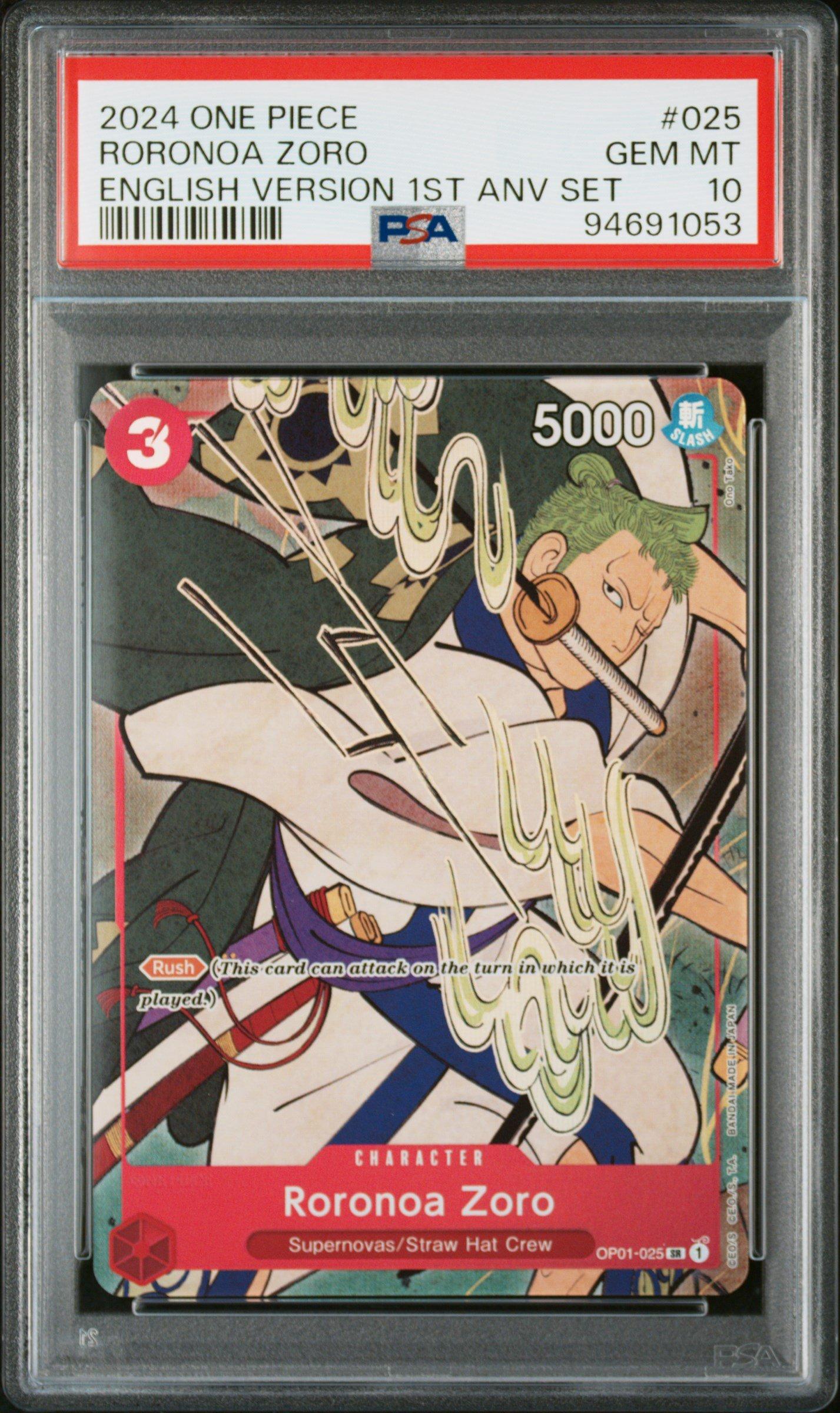 2024 One Piece English Version 1st Anniversary Set 025 Roronoa Zoro PSA 10