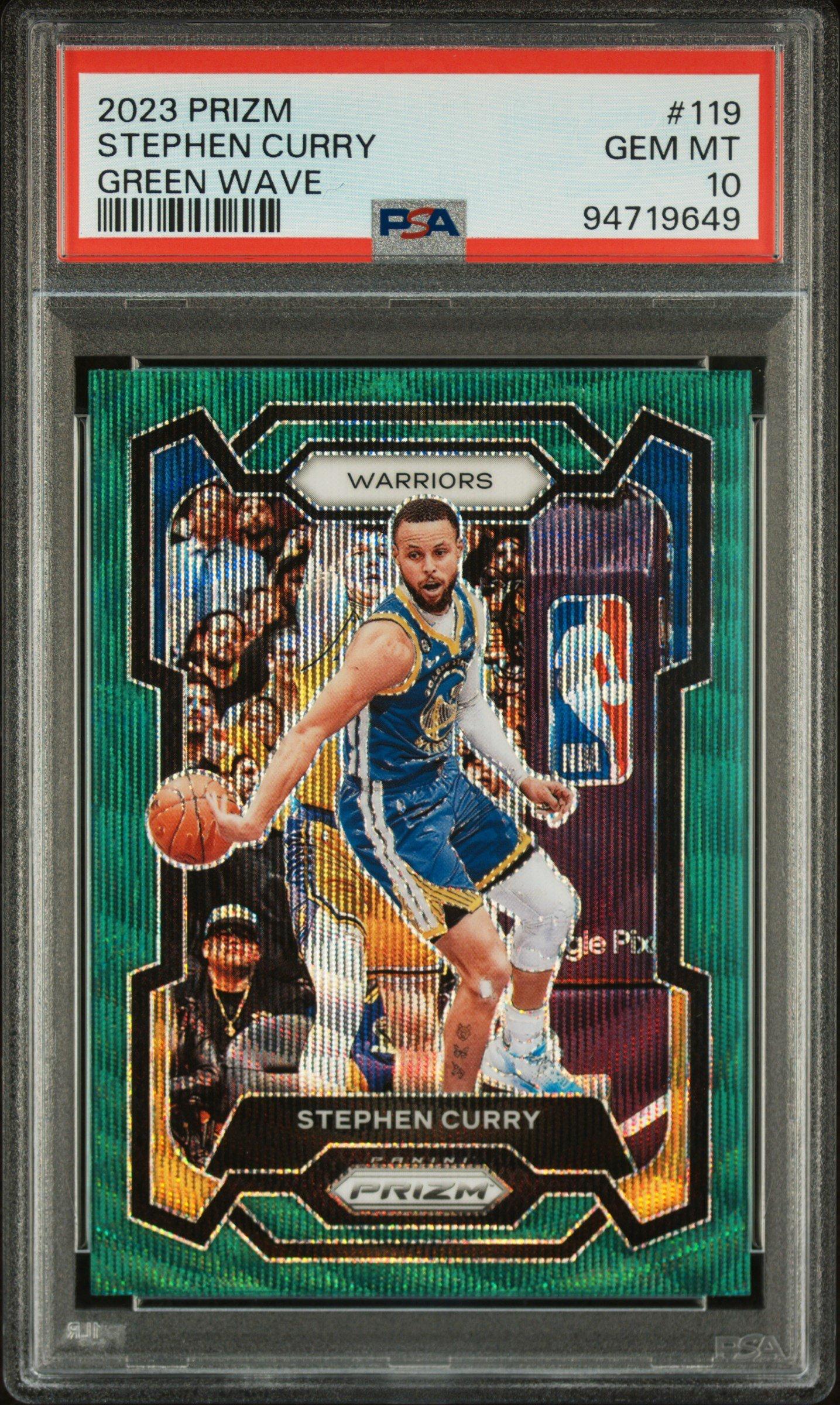 2023 Panini Prizm 119 Stephen Curry Green Wave PSA 10